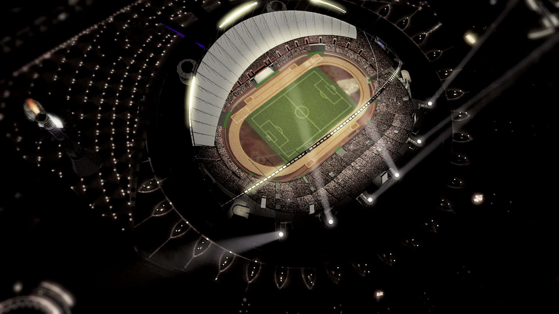 Soccer Stadium, night, glowing, Full HD Desktop Wallpaper