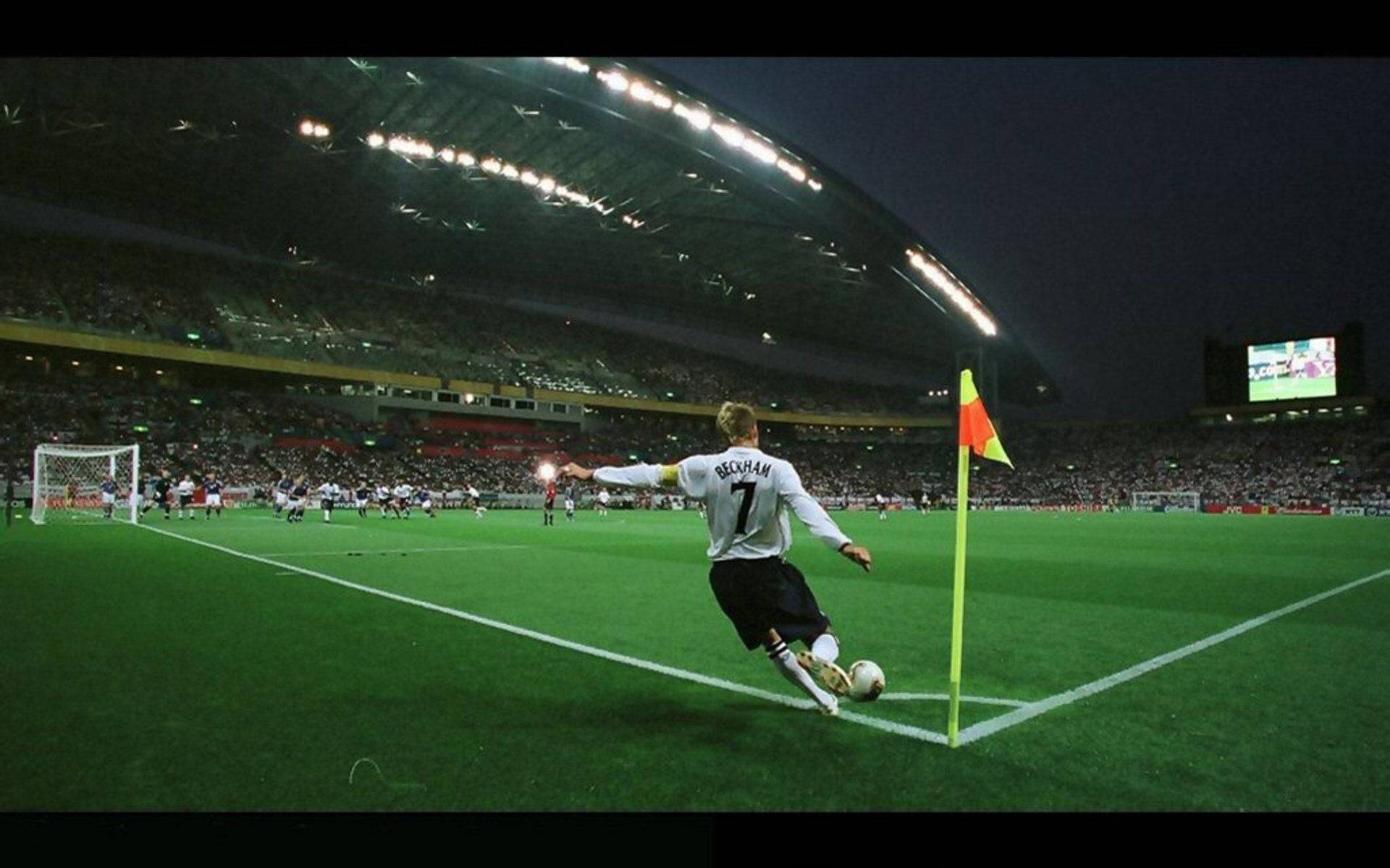 Soccer Stadium HD Sports, white jersey, corner flag, Full HD Desktop Wallpaper