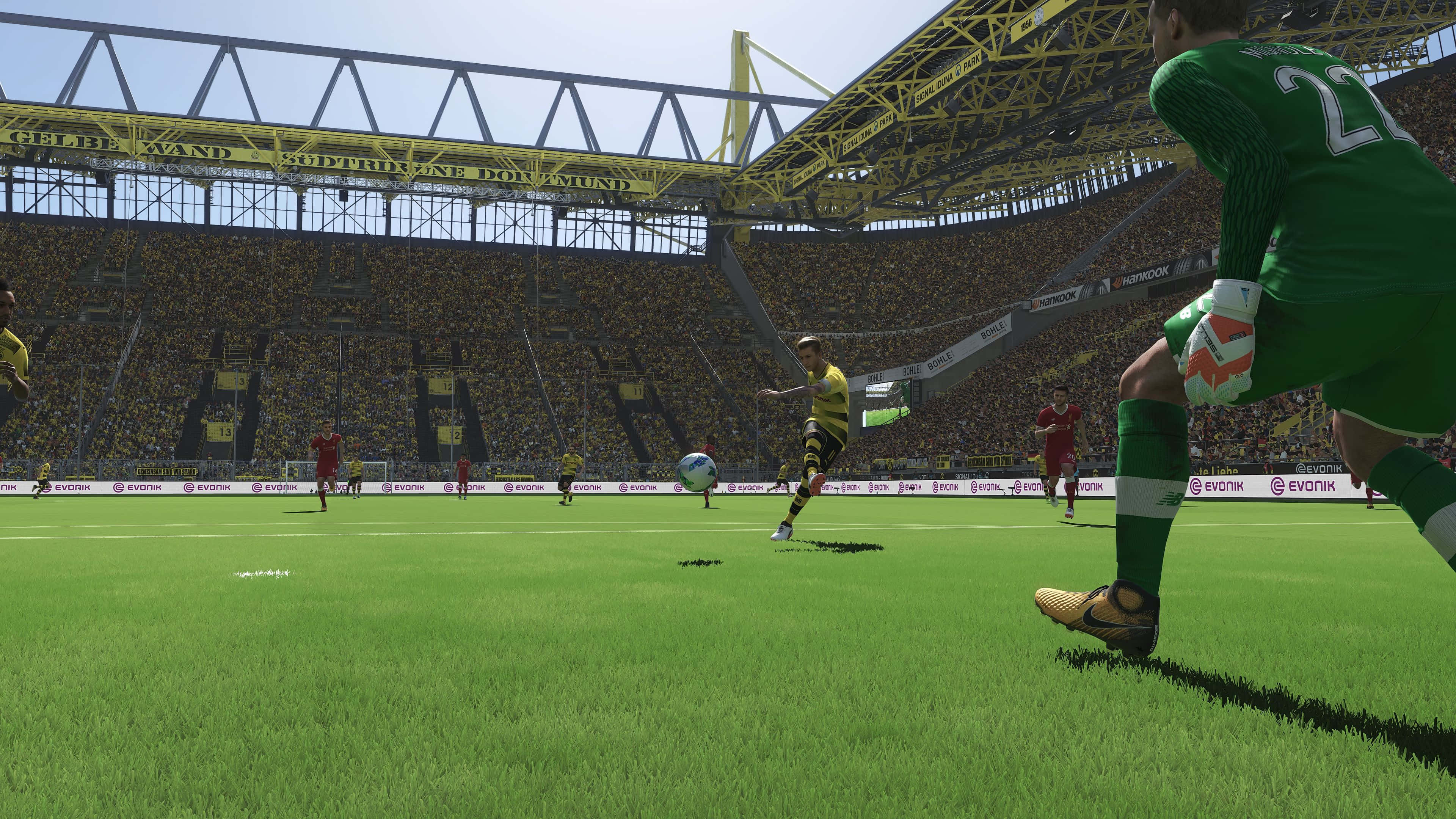 soccer game, stadium, yellow, 4K Desktop Wallpaper