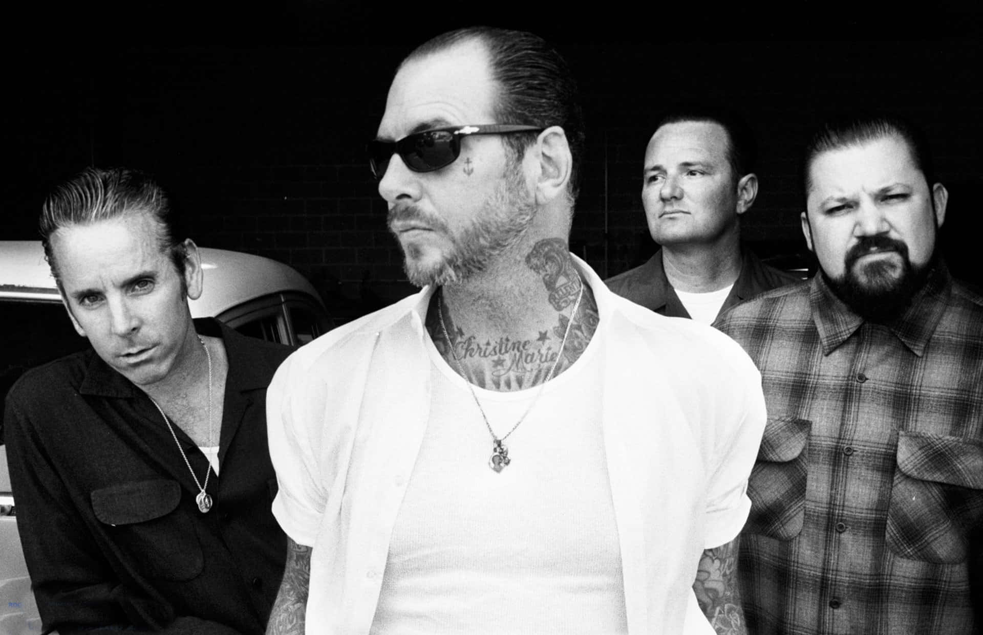 Social Distortion, black and white, tattoos, Full HD Desktop Wallpaper