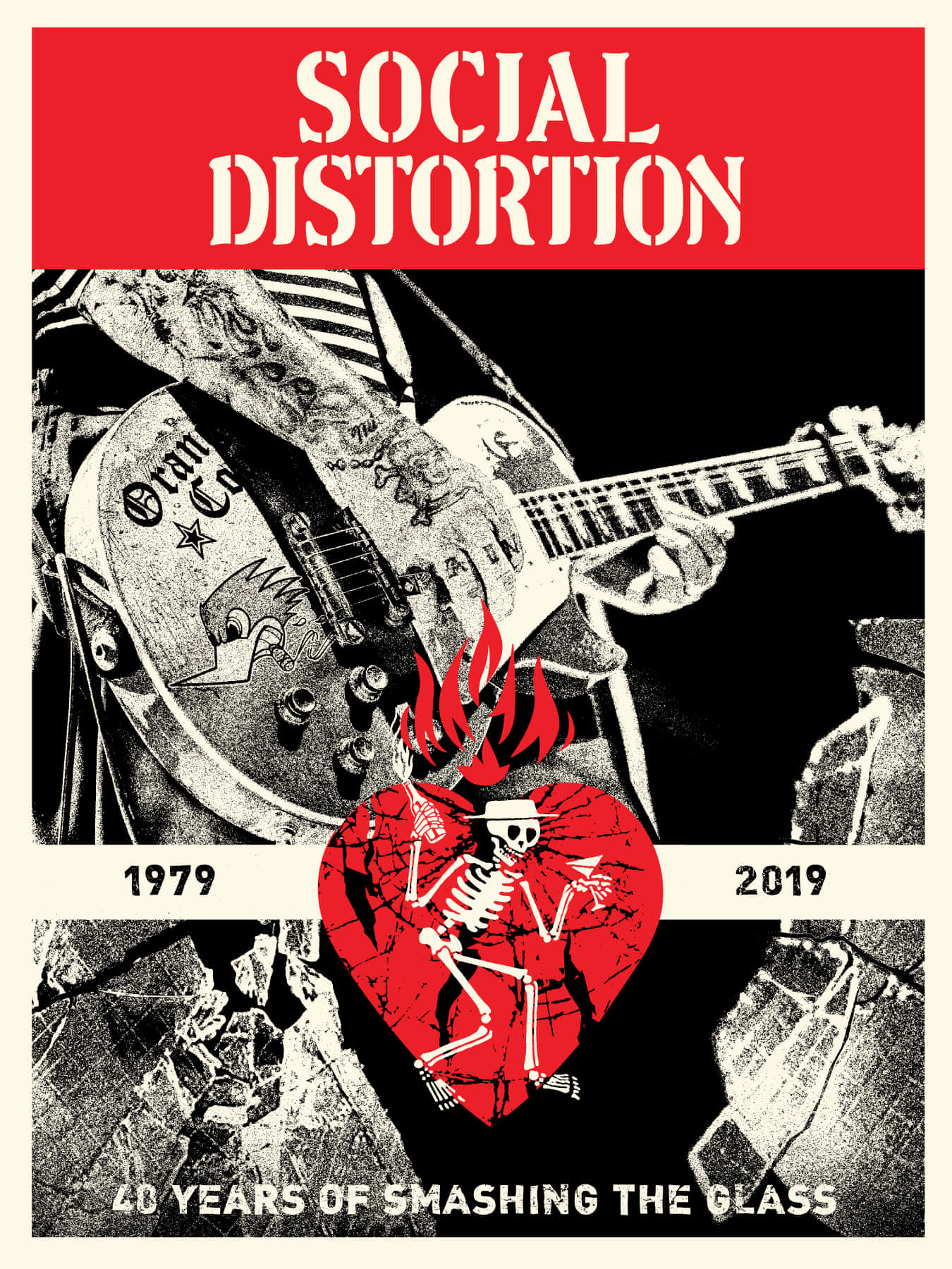 Social Distortion, tattooed skeleton, guitar, HD Phone Wallpaper