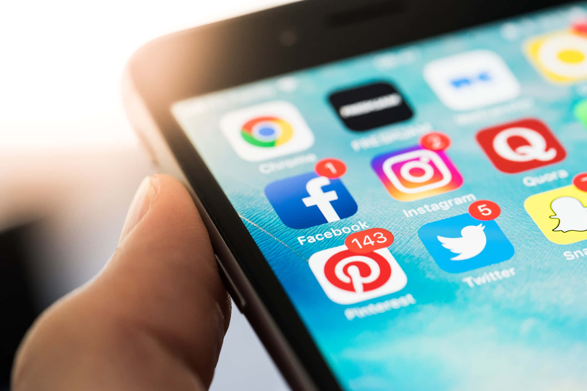 hand, smartphone, social media app icons, Full HD Desktop Wallpaper