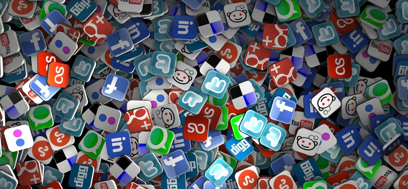 social media app icons, colorful, chaotic pile, HD Desktop Wallpaper