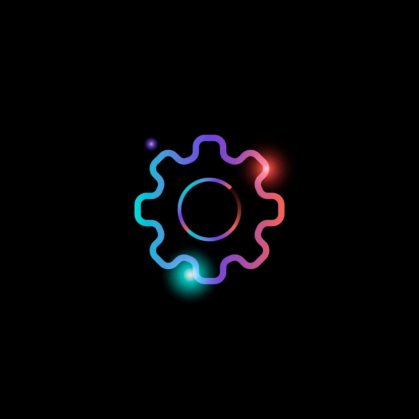 Neon Gear Logo, glowing neon gear, gradient colors, HD Desktop Wallpaper