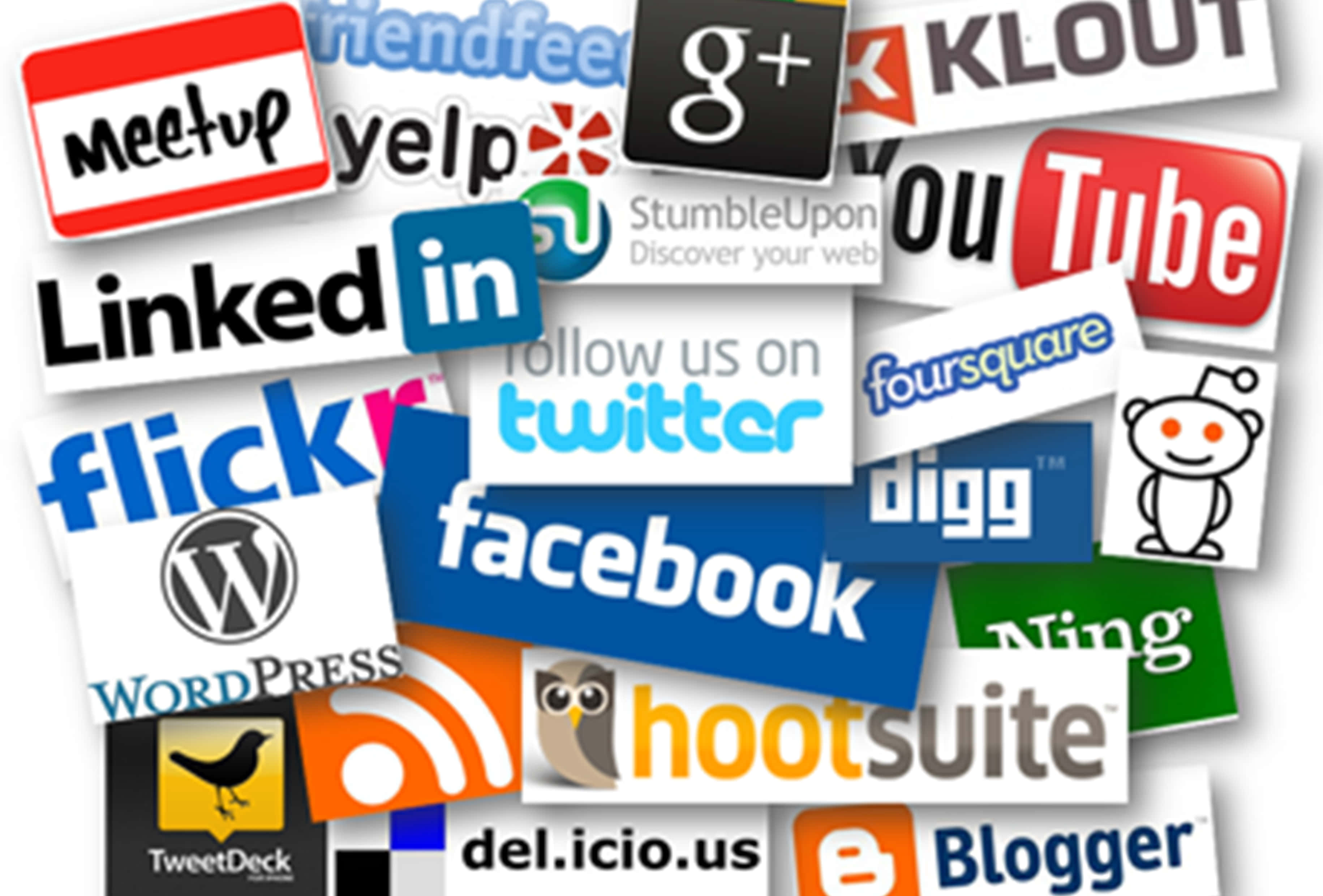 social media platform logos, white background, 2K Desktop Wallpaper