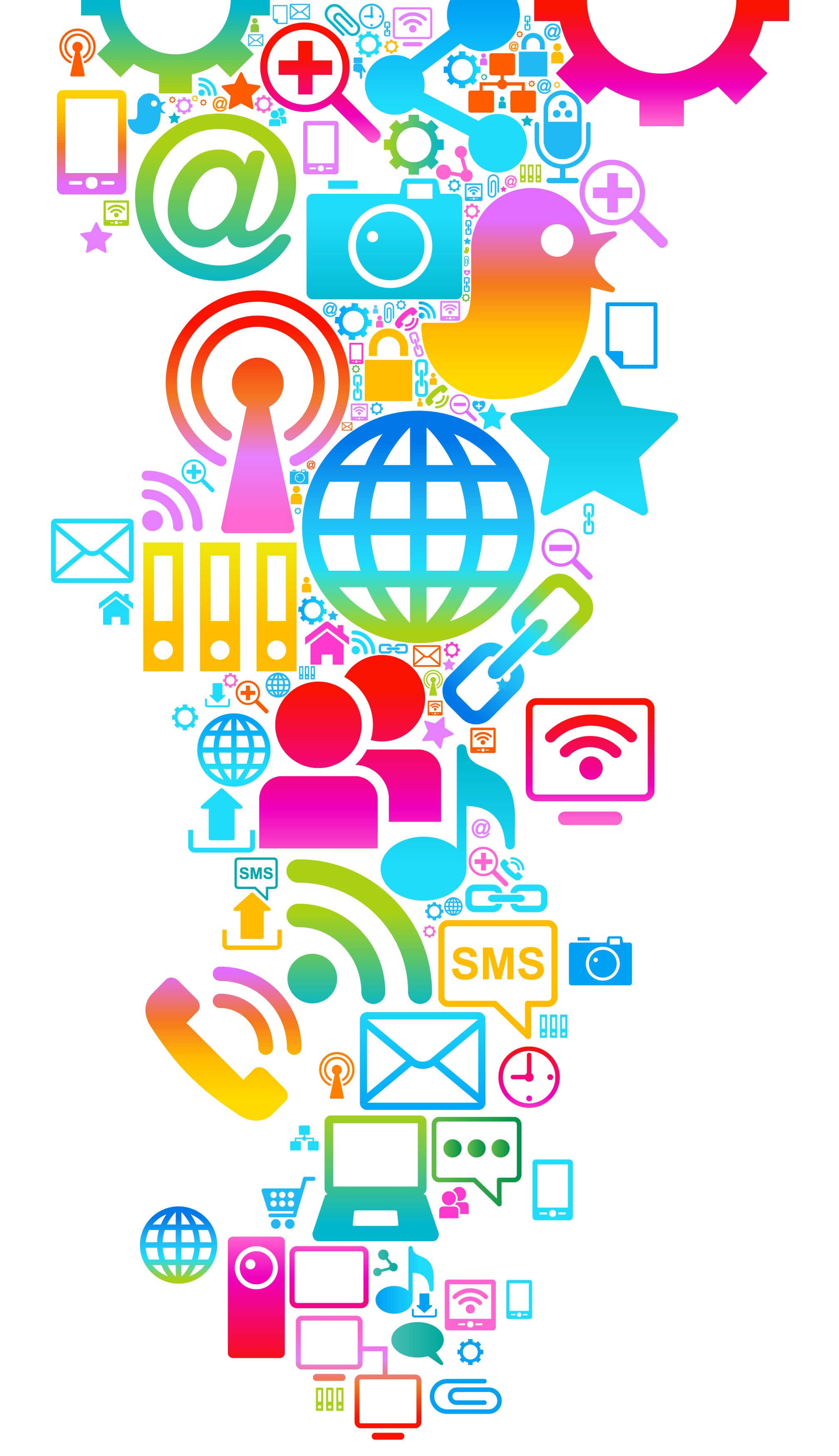 Social Media Icons, colorful, digital icons, 2K Phone Wallpaper