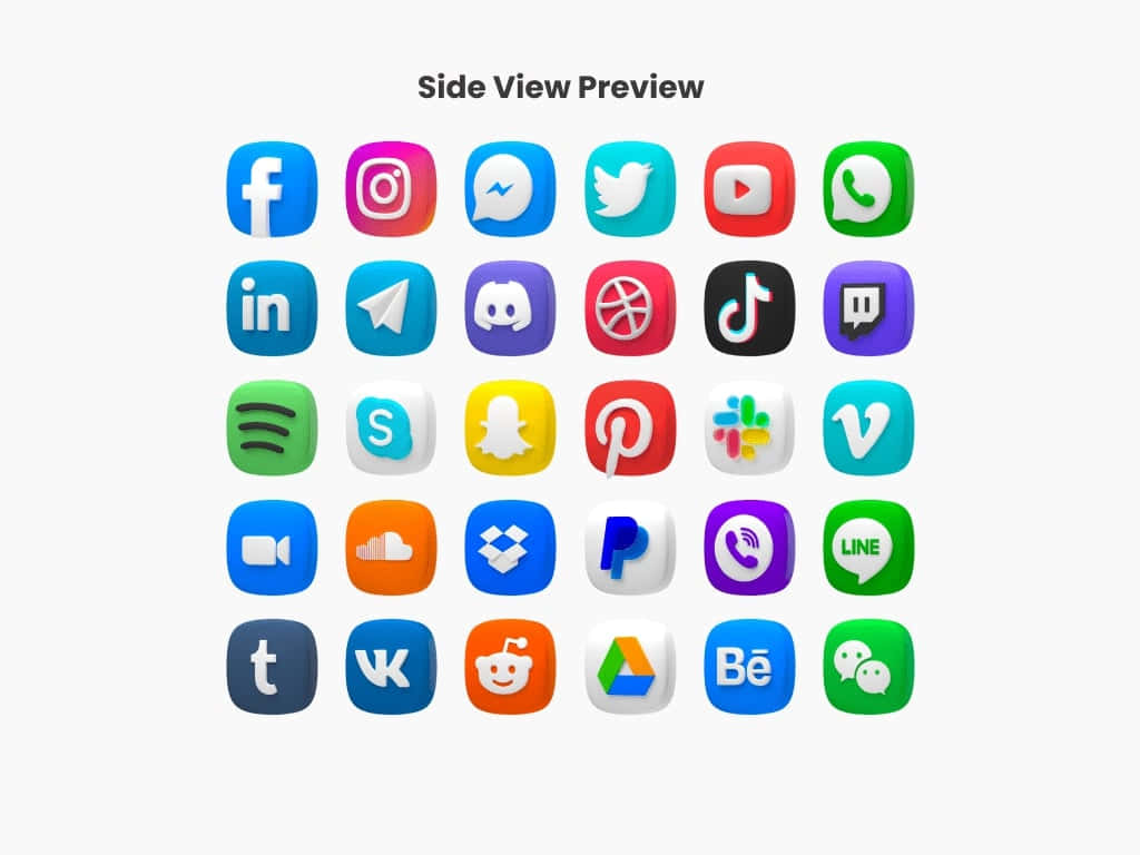 Social Media Icons, 3d-rendered, rounded corners, SD Desktop Wallpaper