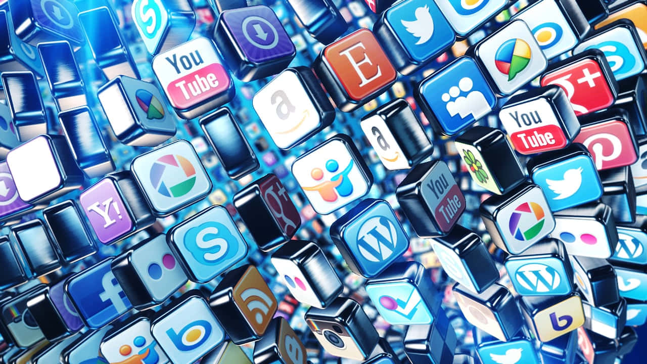 Social Media Icons, 3d-rendered, floating, HD Desktop Wallpaper