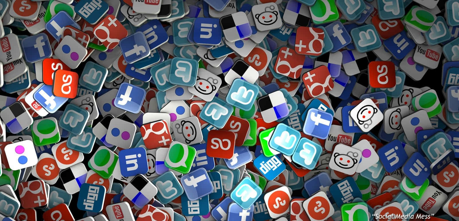 social media icons, dark background, colorful, HD Desktop Wallpaper