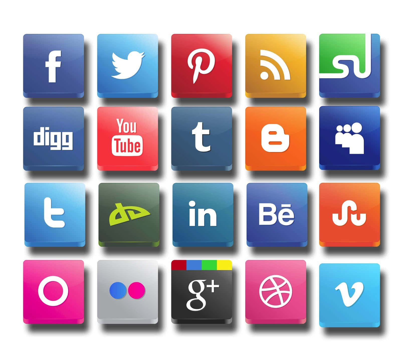 social media icons, glossy, vibrant colors, HD Desktop Wallpaper