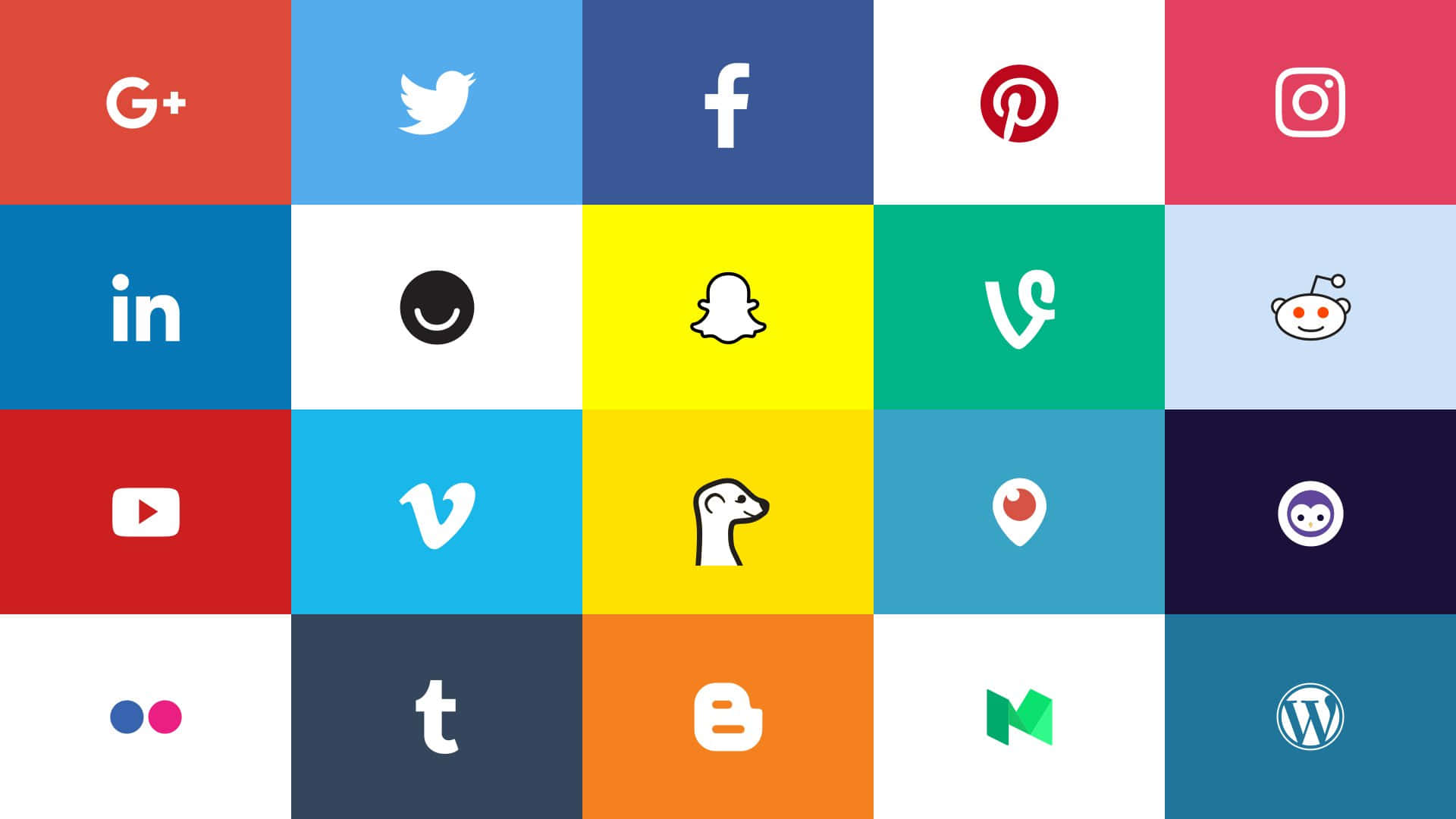 social media app icons, colorful, vibrant backgrounds, Full HD Desktop Wallpaper