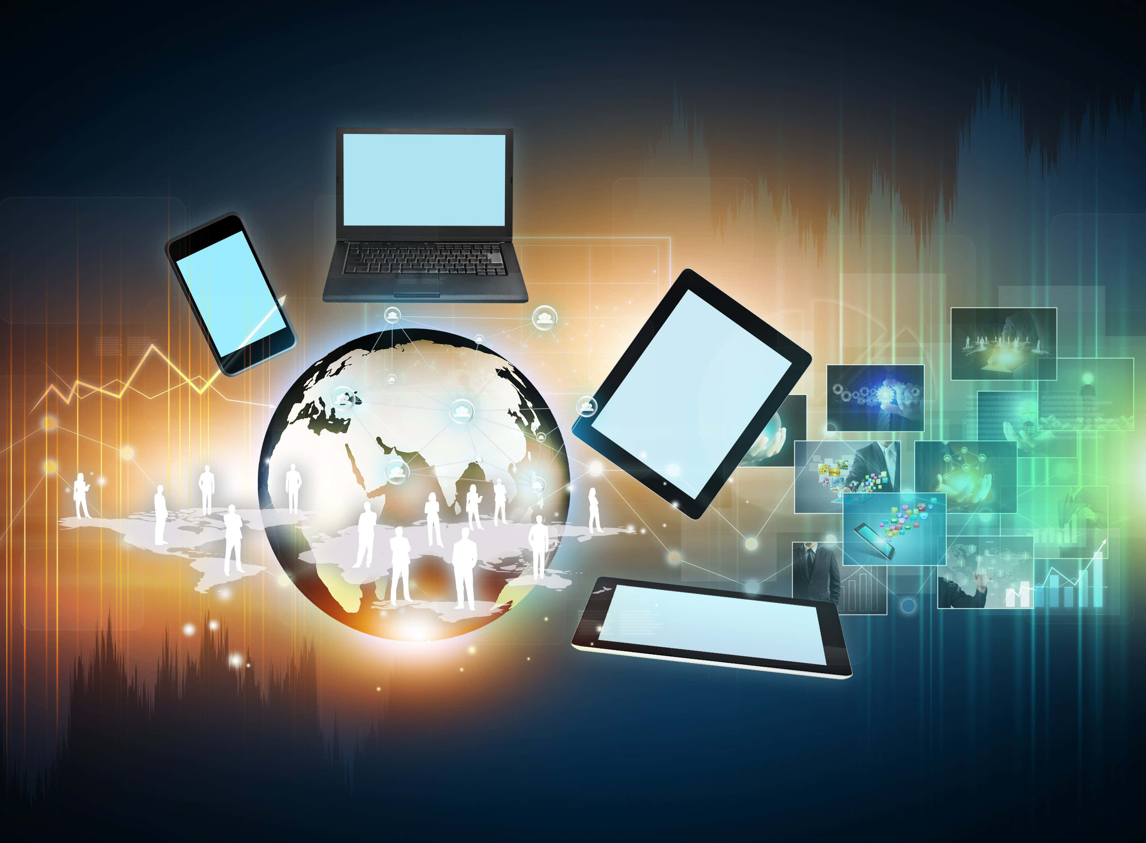 Social Media Apps, Computer Network, glowing globe, 4K Desktop Wallpaper