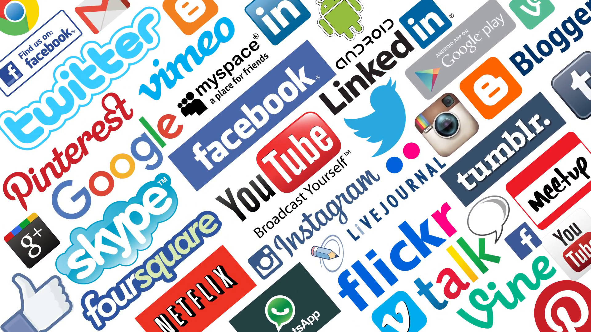 social media, tech company logos, colorful, Full HD Desktop Wallpaper