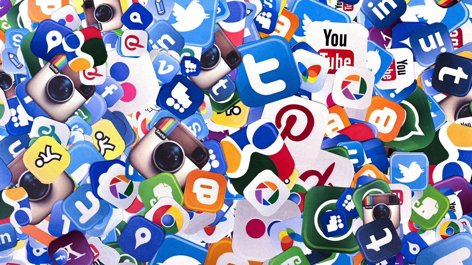 Social Network, populism, colorful social media app icons, Full HD Desktop Wallpaper
