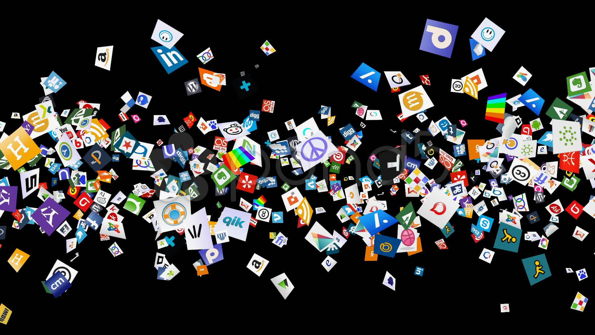 Social Network, colorful social media and tech logos, black background, Full HD Desktop Wallpaper