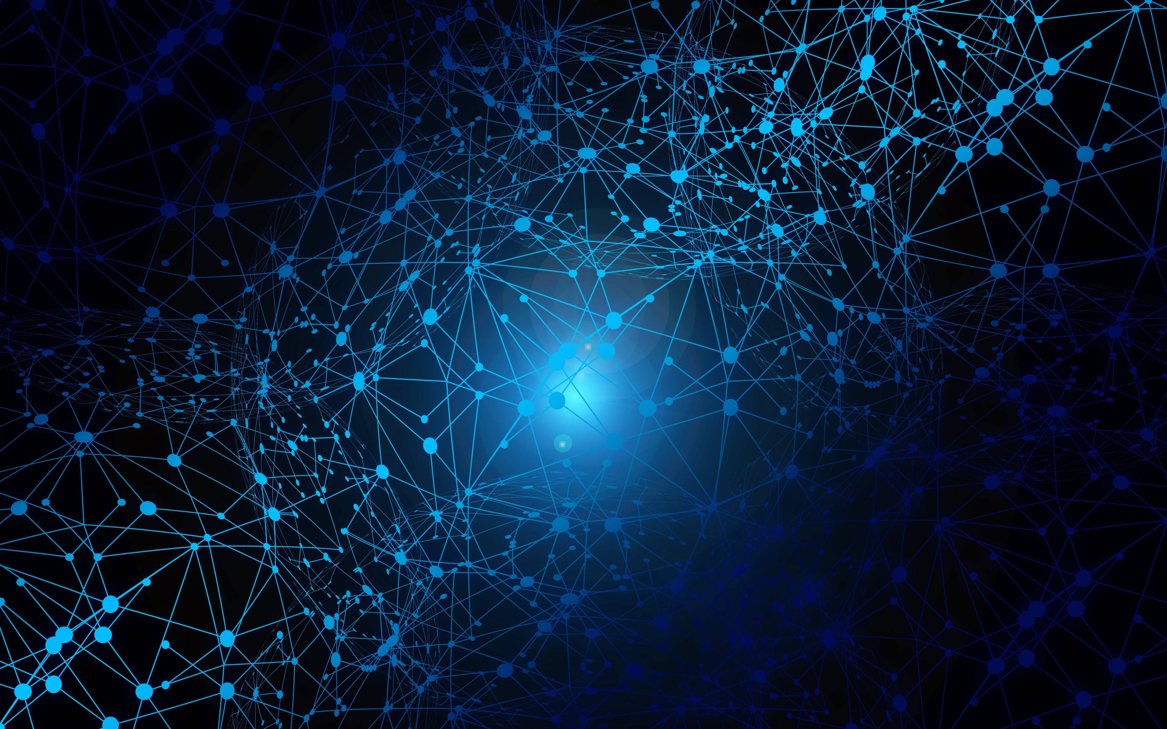Social Network, blue, glowing, 4K Desktop Wallpaper