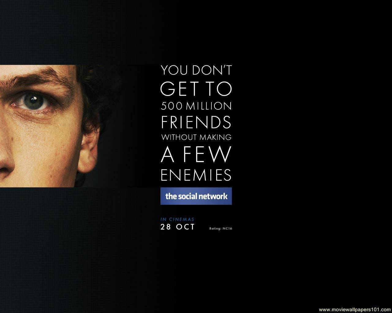The Social Network, black background, bold white text, HD Desktop Wallpaper