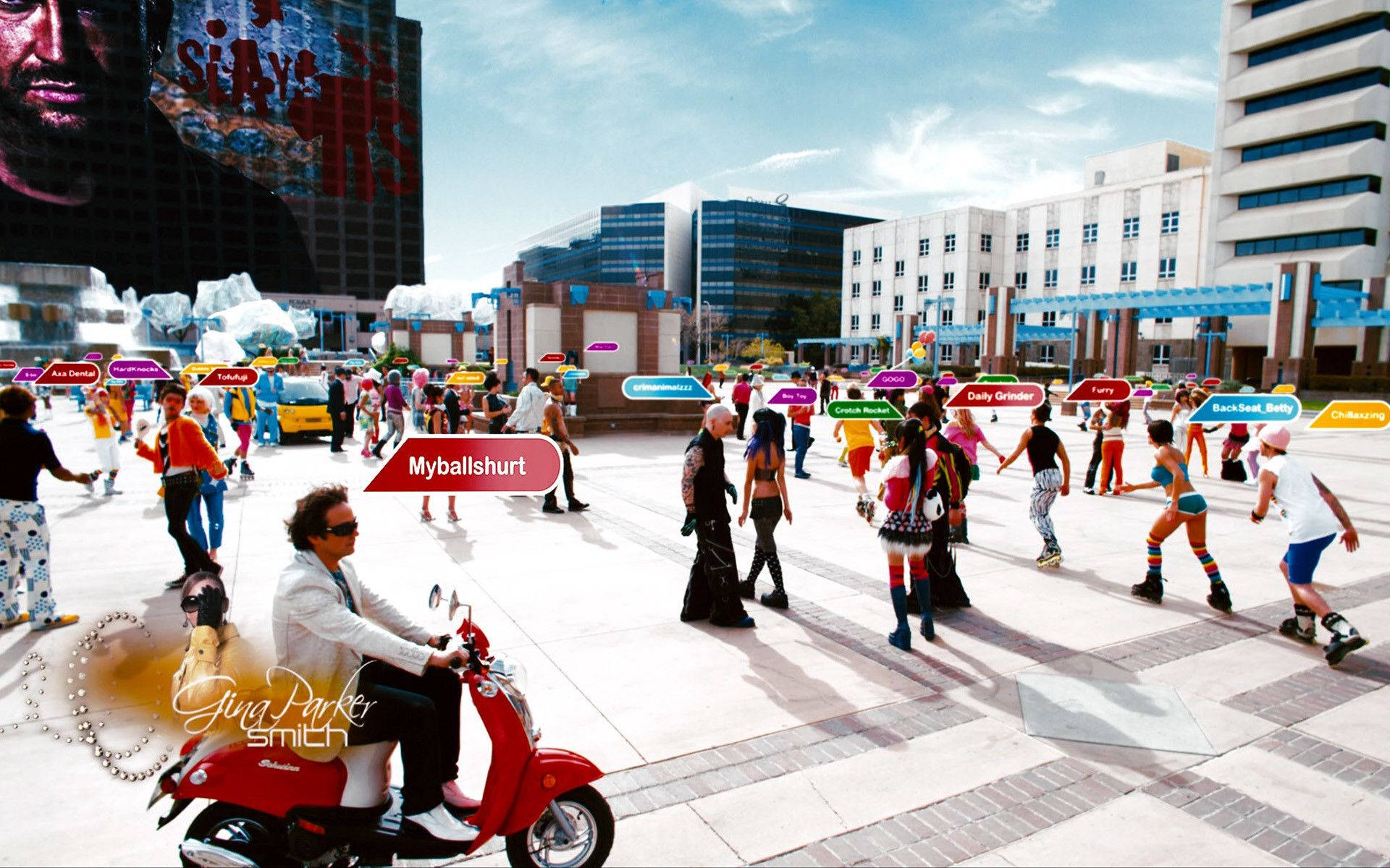 Social Network, urban plaza, roller skating, Full HD Desktop Wallpaper