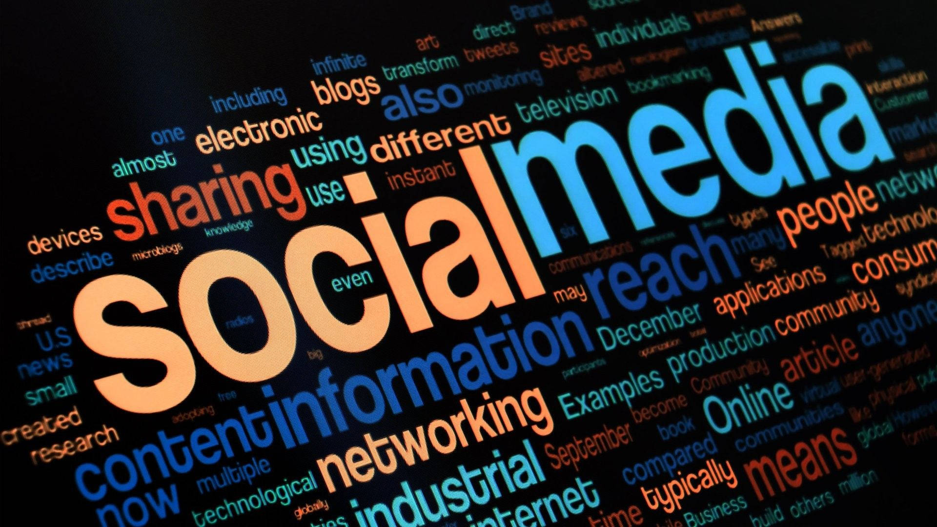 social media, network texts, vibrant word cloud, Full HD Desktop Wallpaper