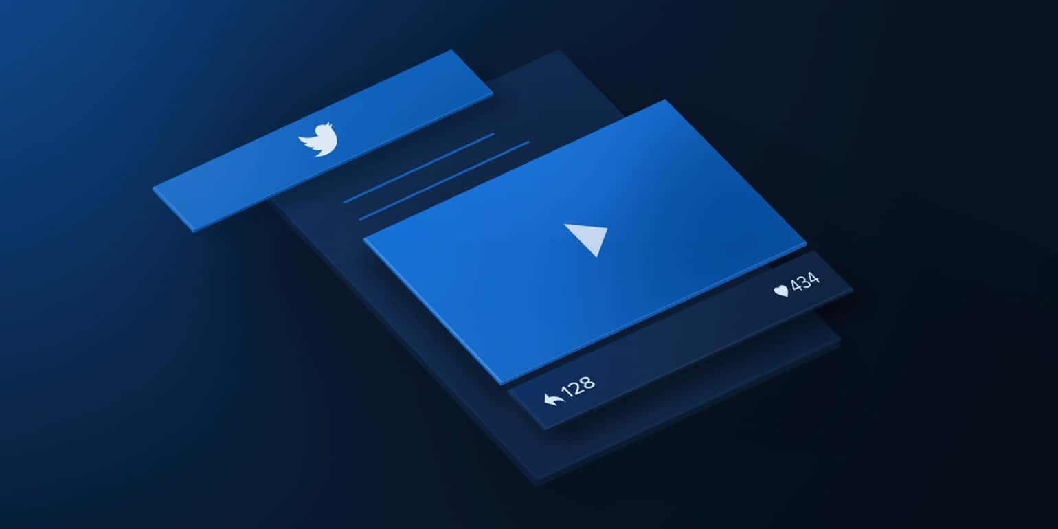blue gradient panels, tweet icons, likes, HD Desktop Wallpaper