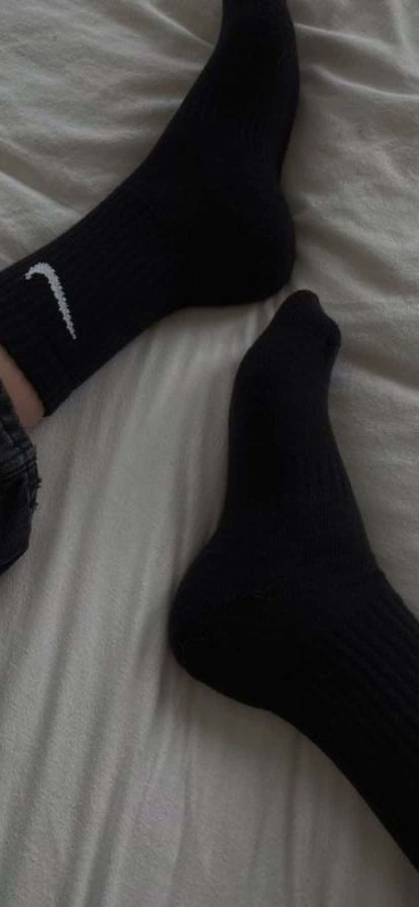 black Nike socks, white wrinkled bedsheet, denim jeans, HD Phone Wallpaper