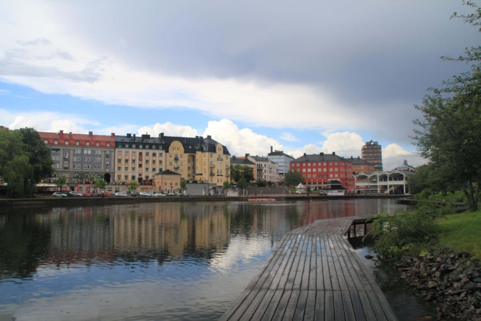Södertälje, waterfront view, wooden pier, HD Desktop Wallpaper