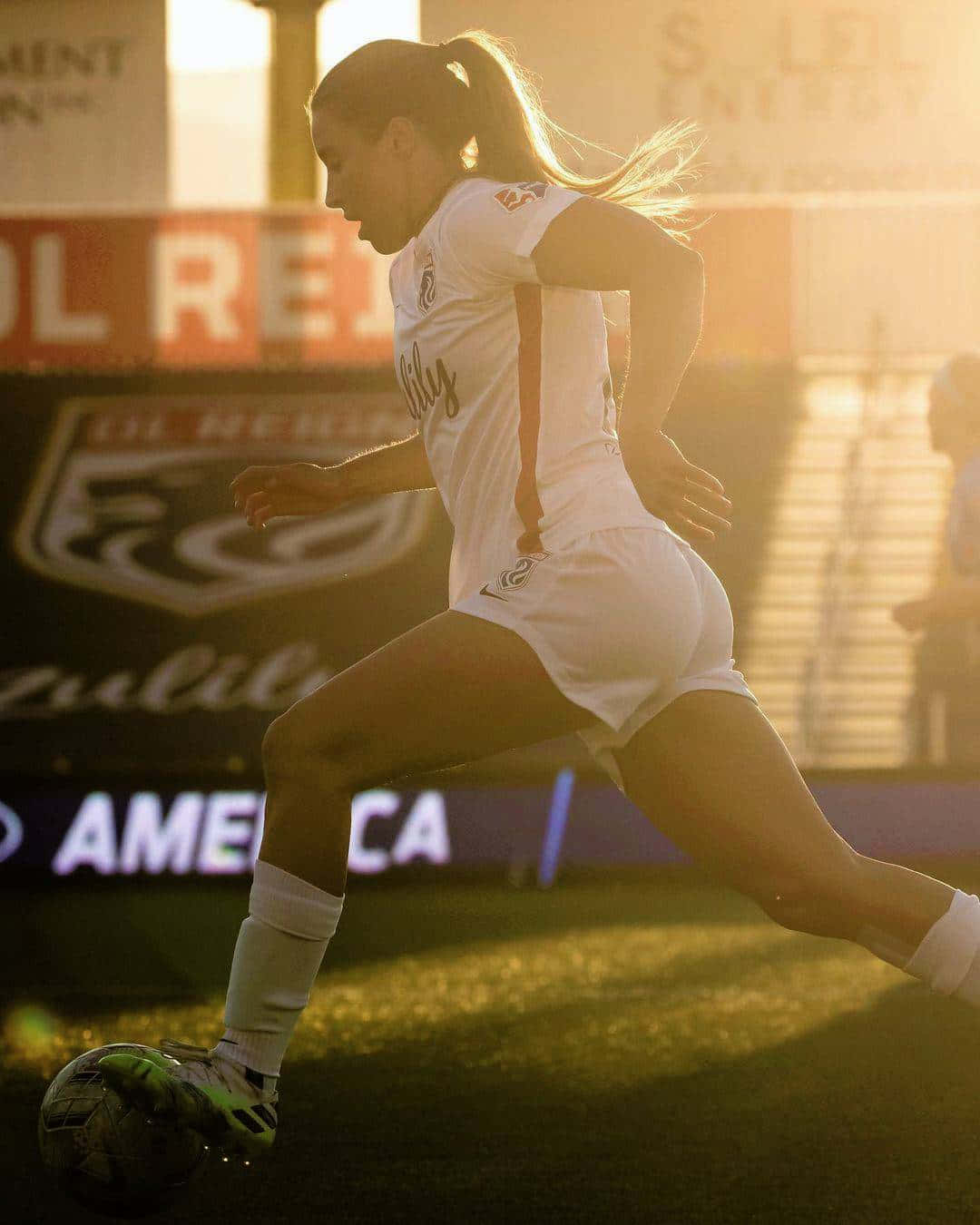 Sofia Huerta, white uniform, sunlit field, HD Phone Wallpaper