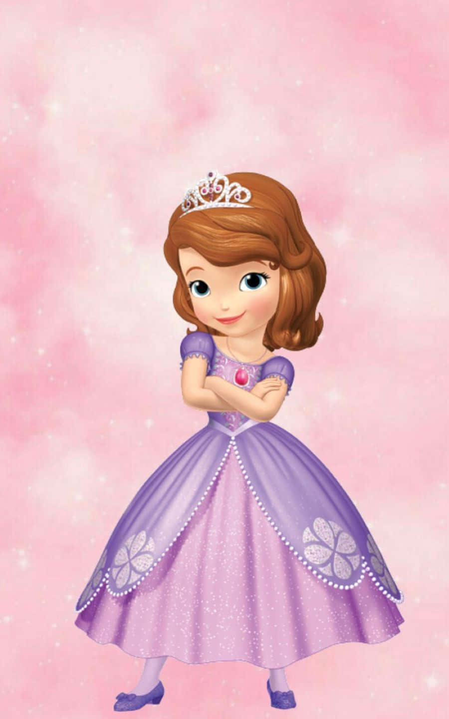 Sofia The First, purple gown, tiara, HD Phone Wallpaper