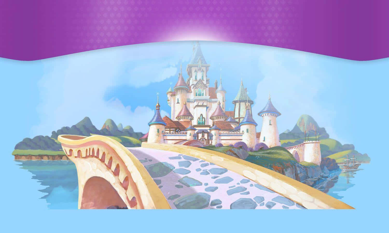 Sofia The First, whimsical cartoon castle, blue roofs, HD Desktop Wallpaper