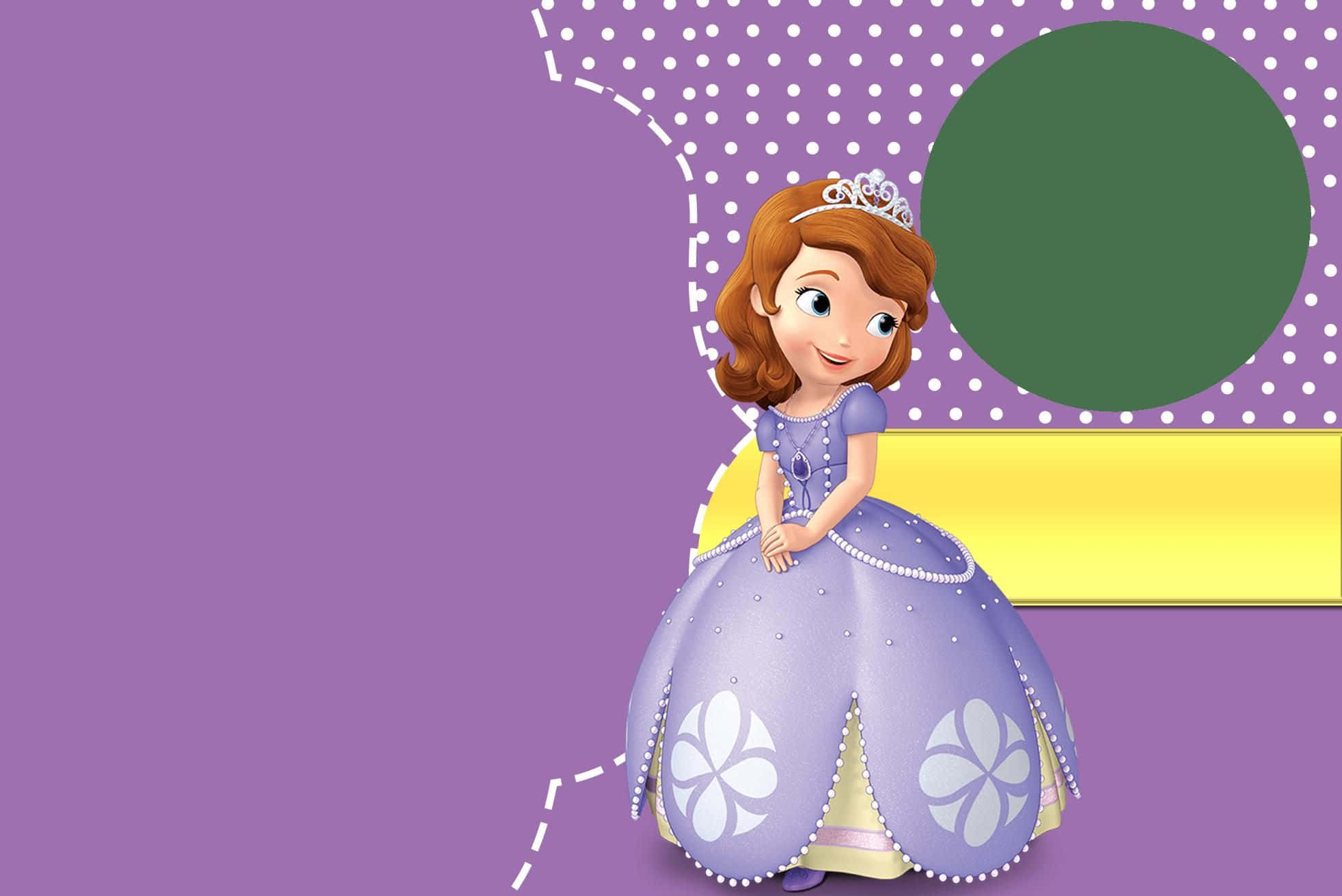 Sofia The First, purple gown, white floral patterns, Full HD Desktop Wallpaper
