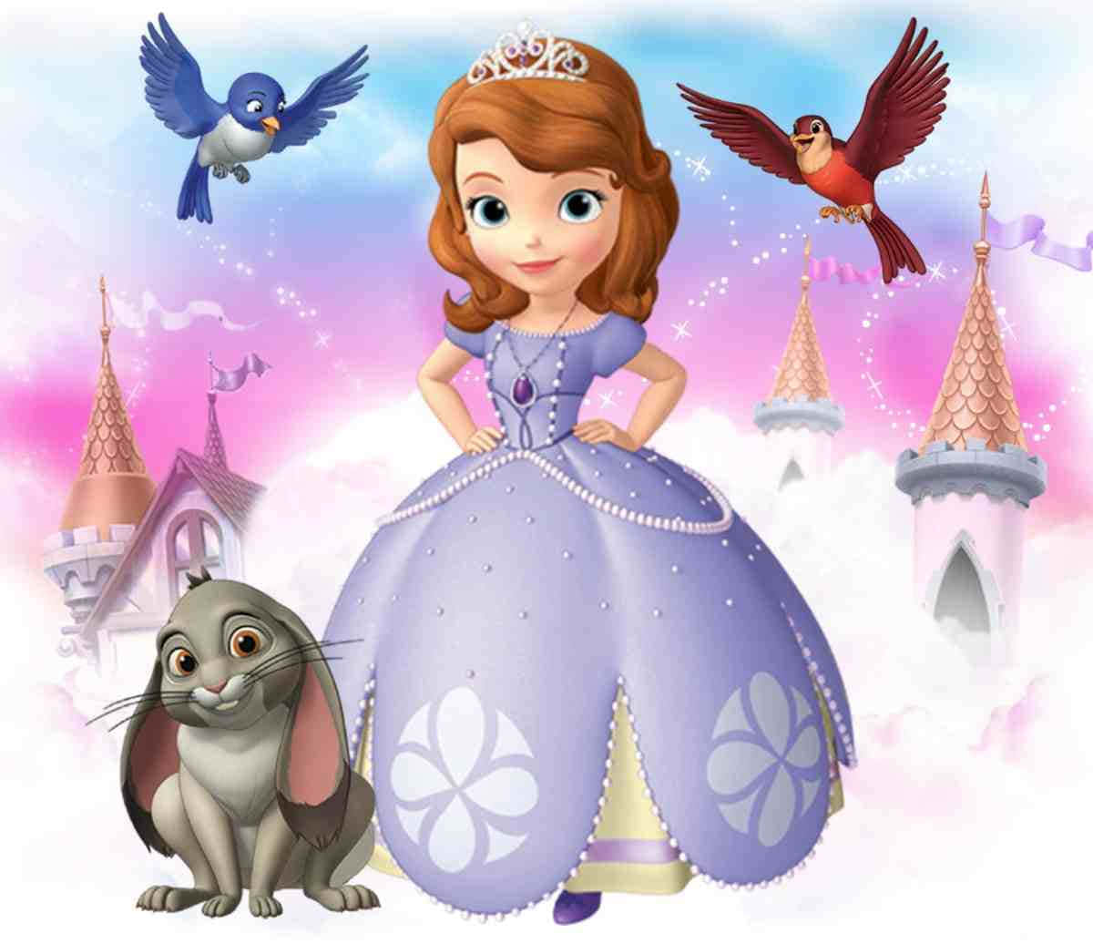 Sofia The First, purple gown, rabbit, SD Desktop Wallpaper