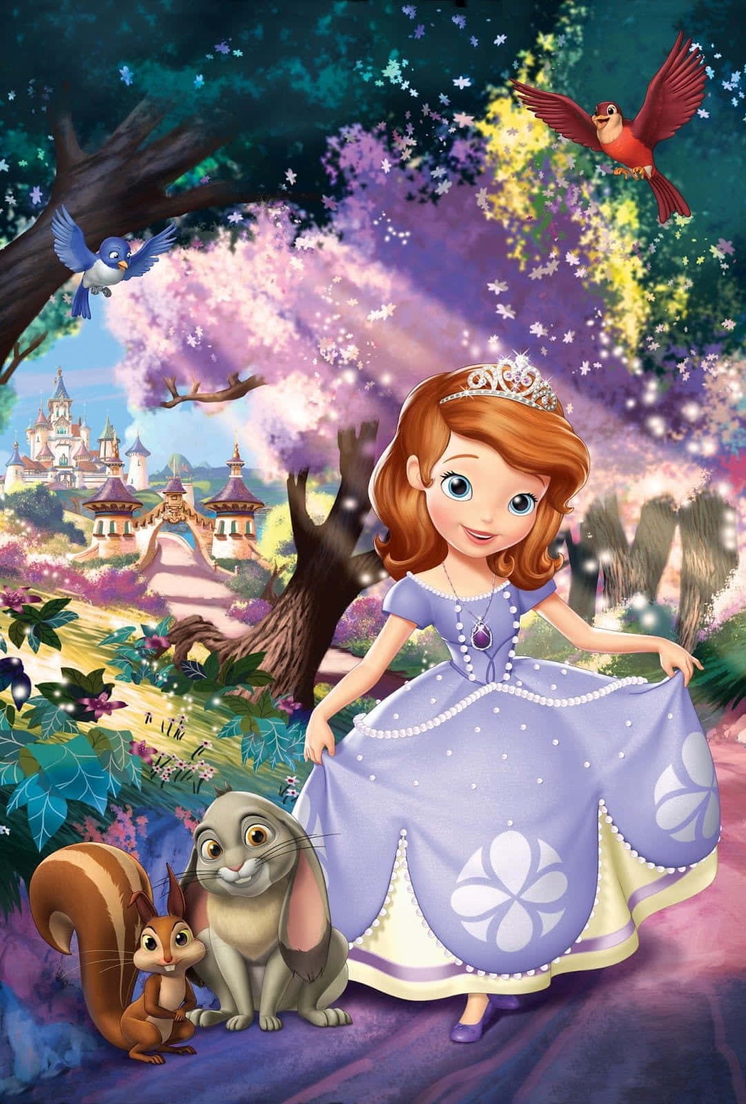 Sofia the First, purple gown, squirrel, HD Phone Wallpaper