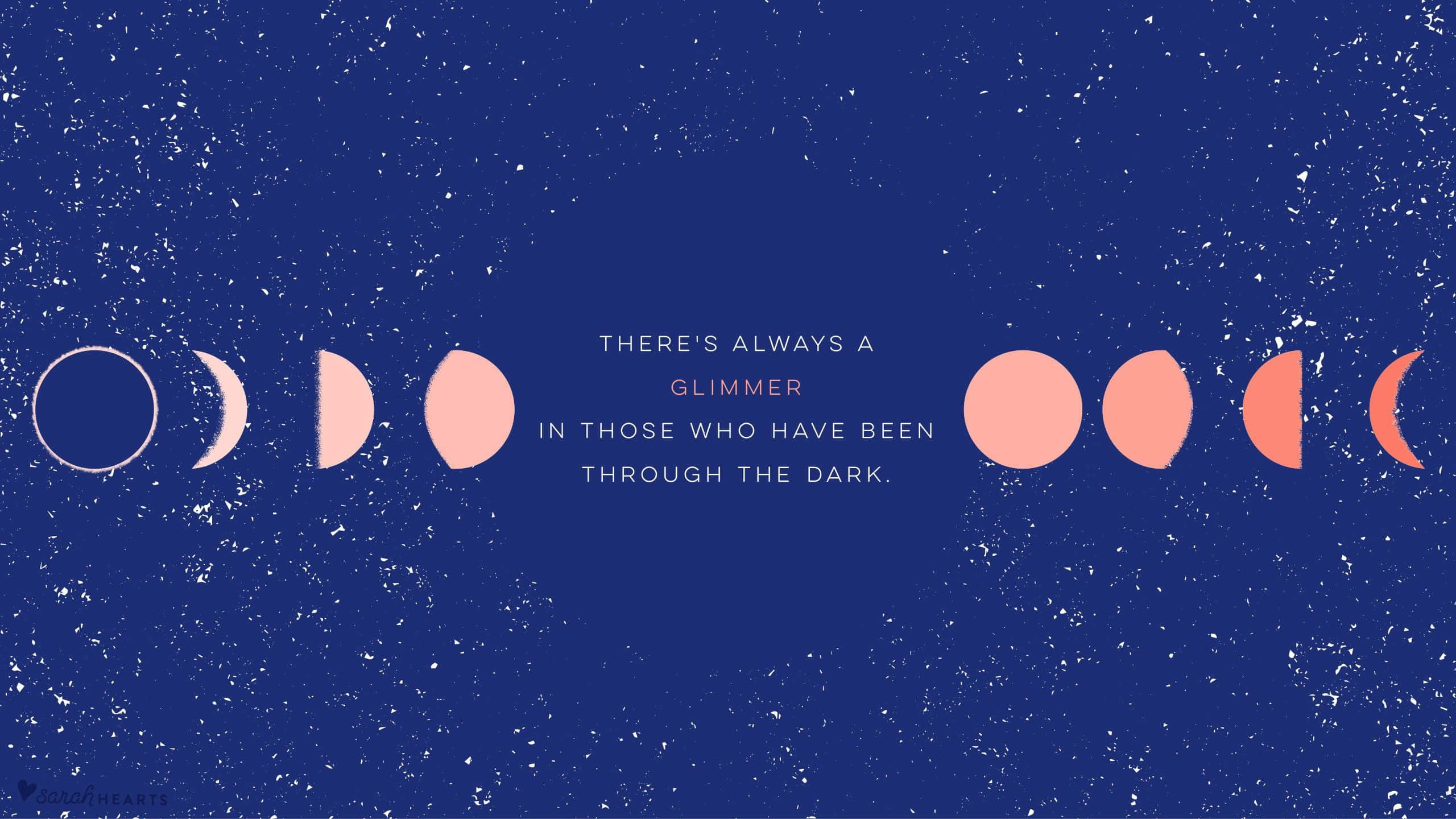 soft aesthetic computer, moon phases, serene blue textured background, 2K Desktop Wallpaper