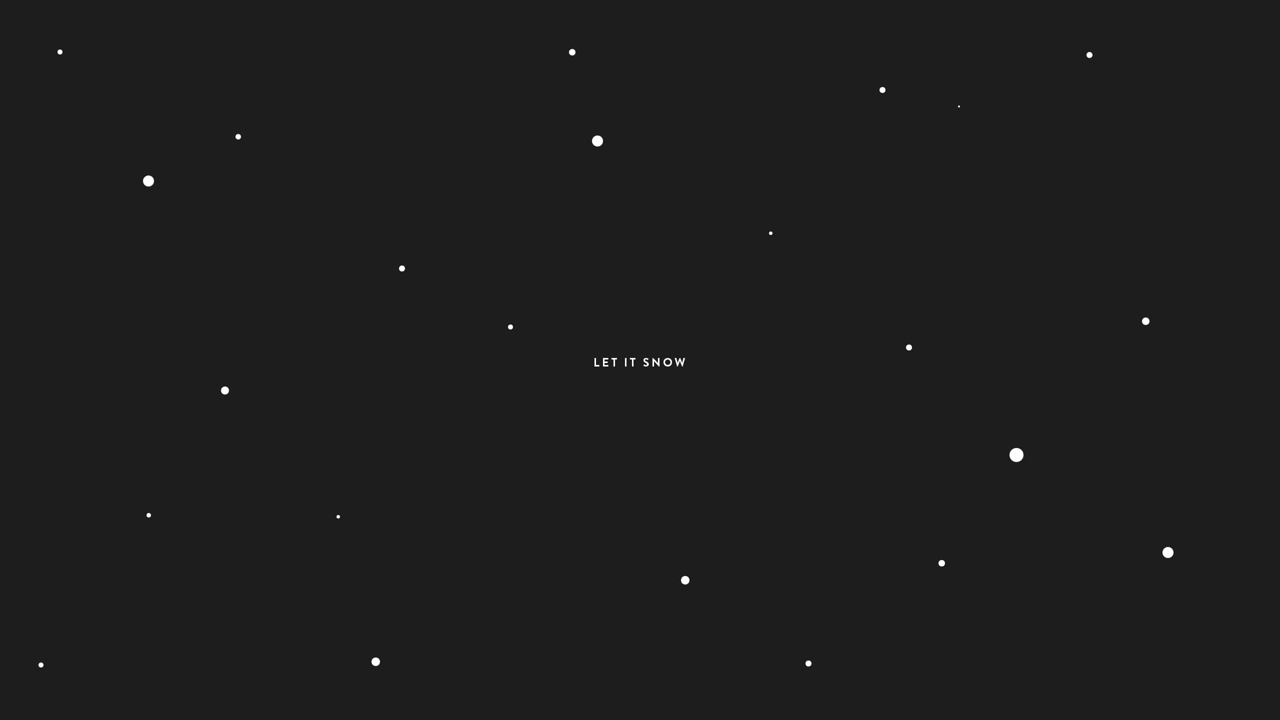Minimalist black background, scattered white dots, centered text, 2K Desktop Wallpaper