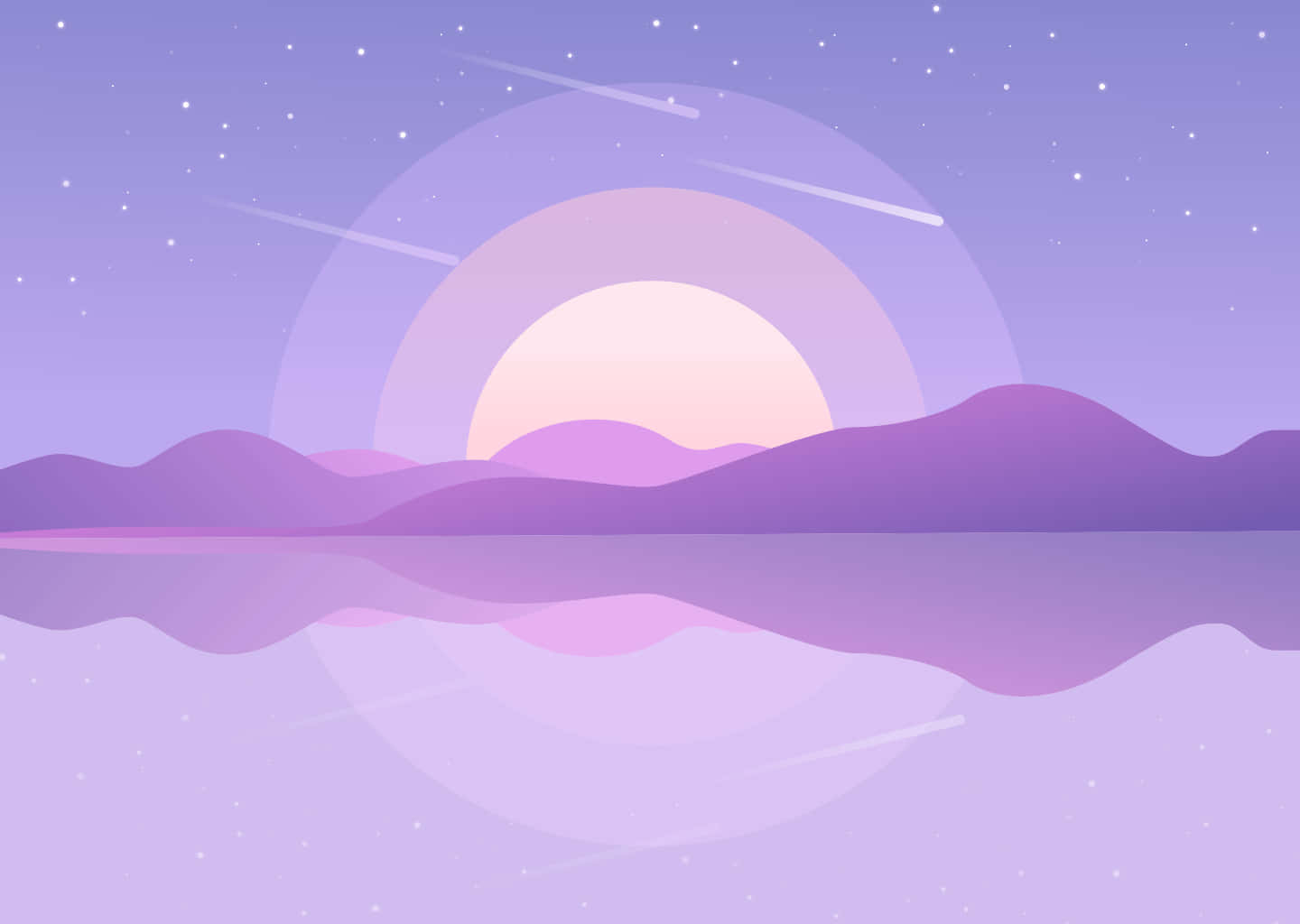 Soft Aesthetic Computer, purple sunset, silhouetted hills, HD Desktop Wallpaper