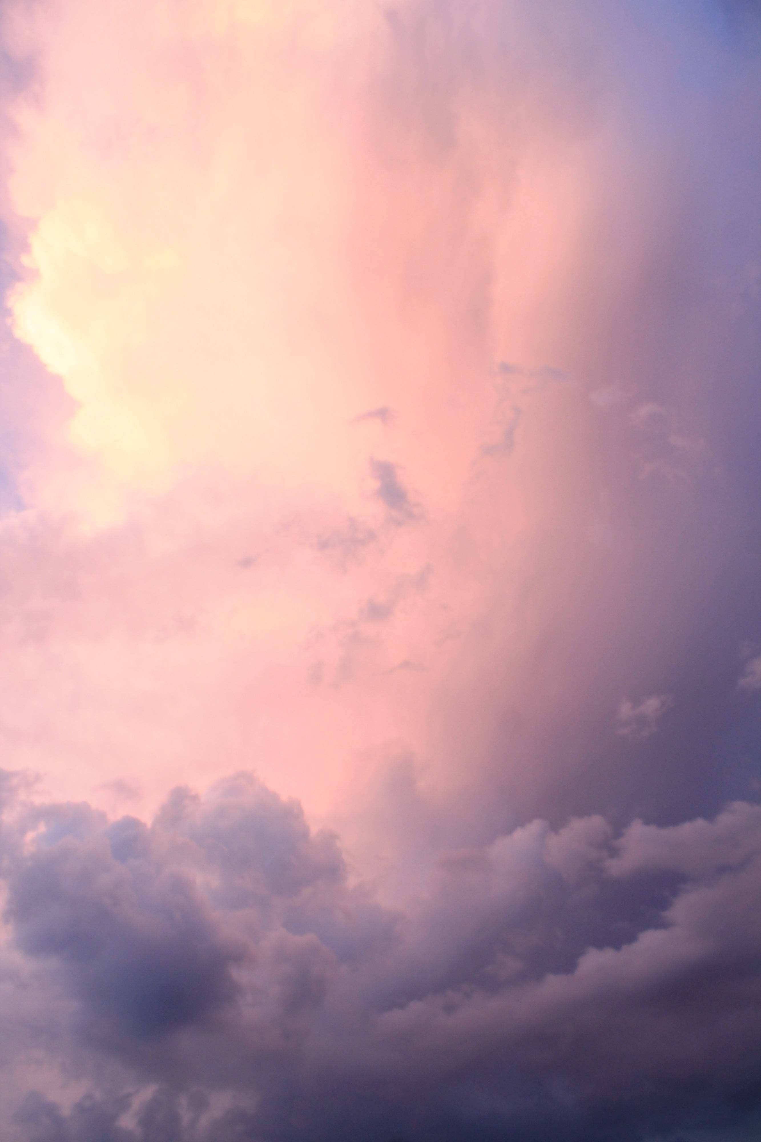 pinkish ombre clouds, sunset, soft pink clouds, 4K Phone Wallpaper