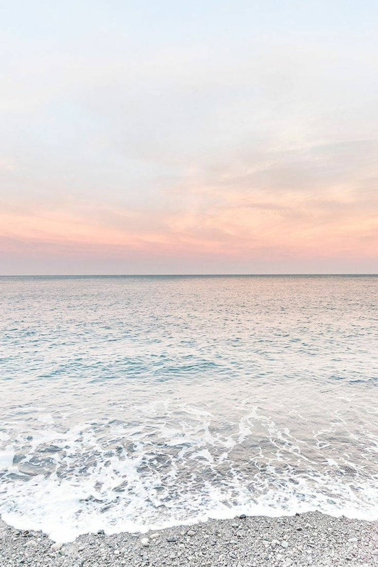 soft pink, blue sunset, calm ocean waves, SD Phone Wallpaper