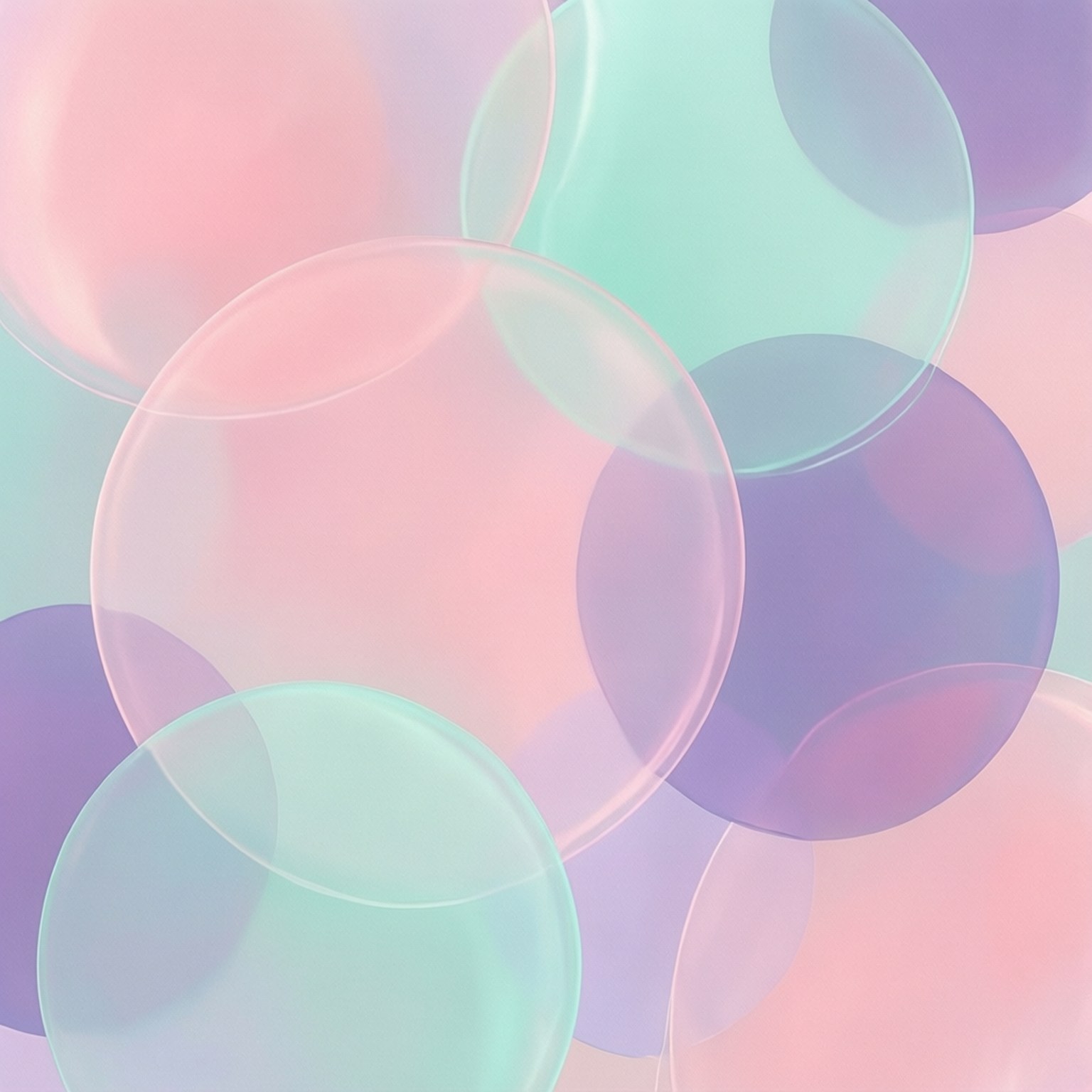 pastel abstract circles, translucent pastel bubbles, pink mint, HD Desktop Wallpaper