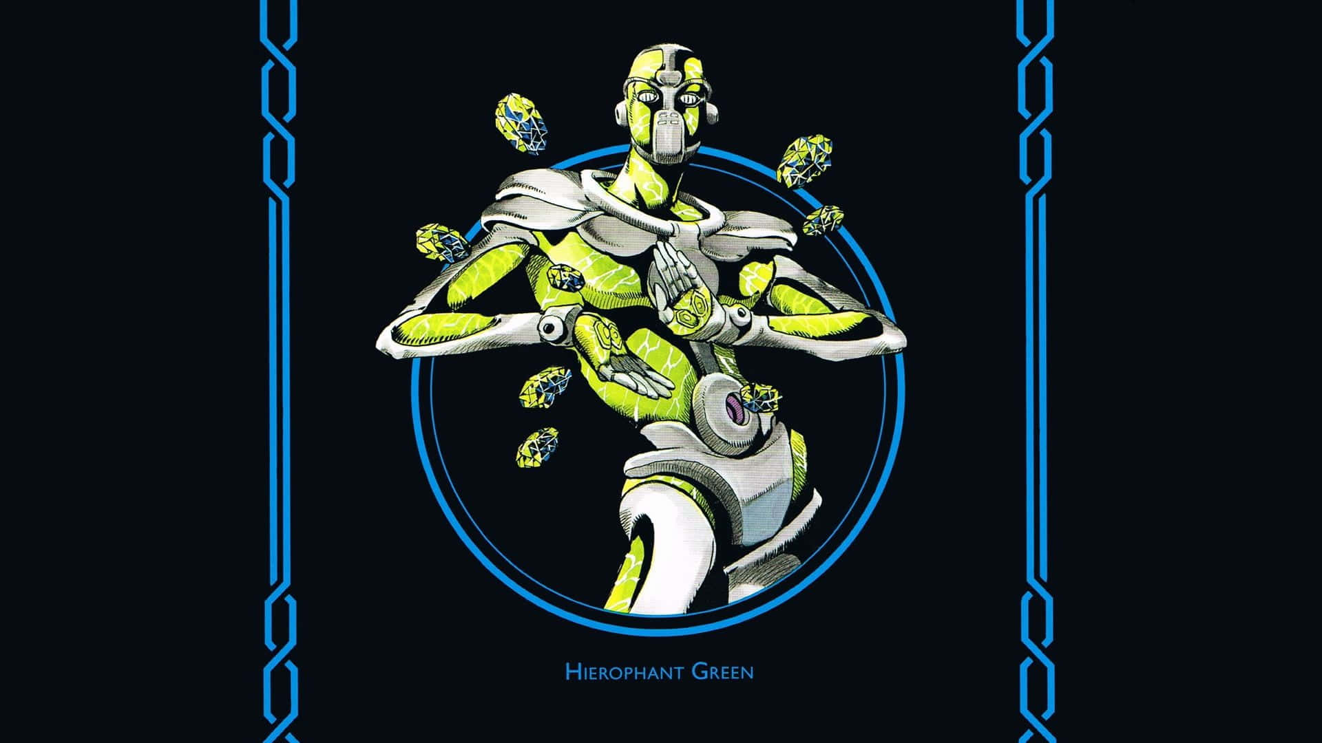 Soft and Wet, green and white armored humanoid figure, floating orbs, Full HD Desktop Wallpaper