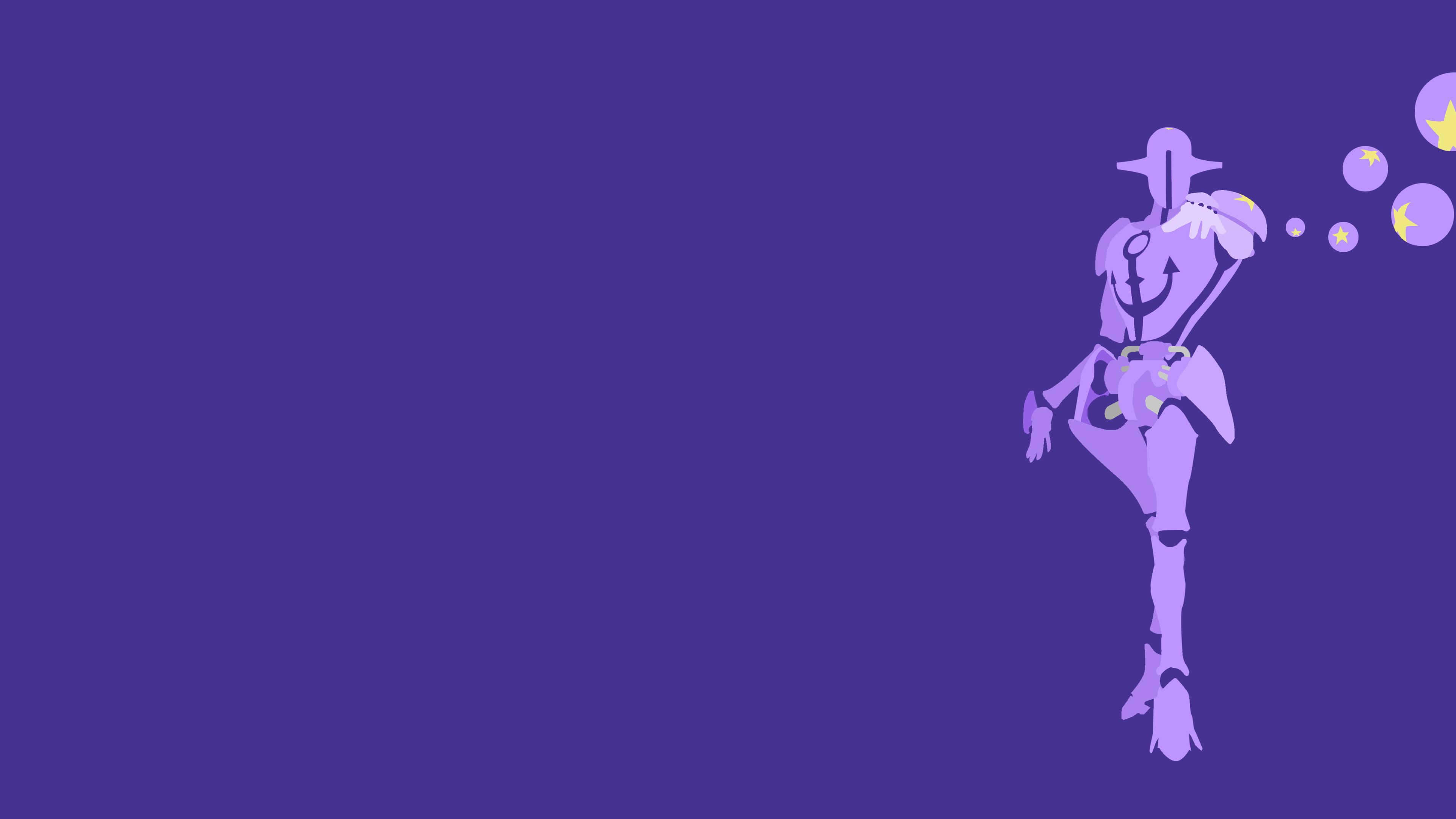 purple anime character, star bubbles, solid purple background, 4K Desktop Wallpaper