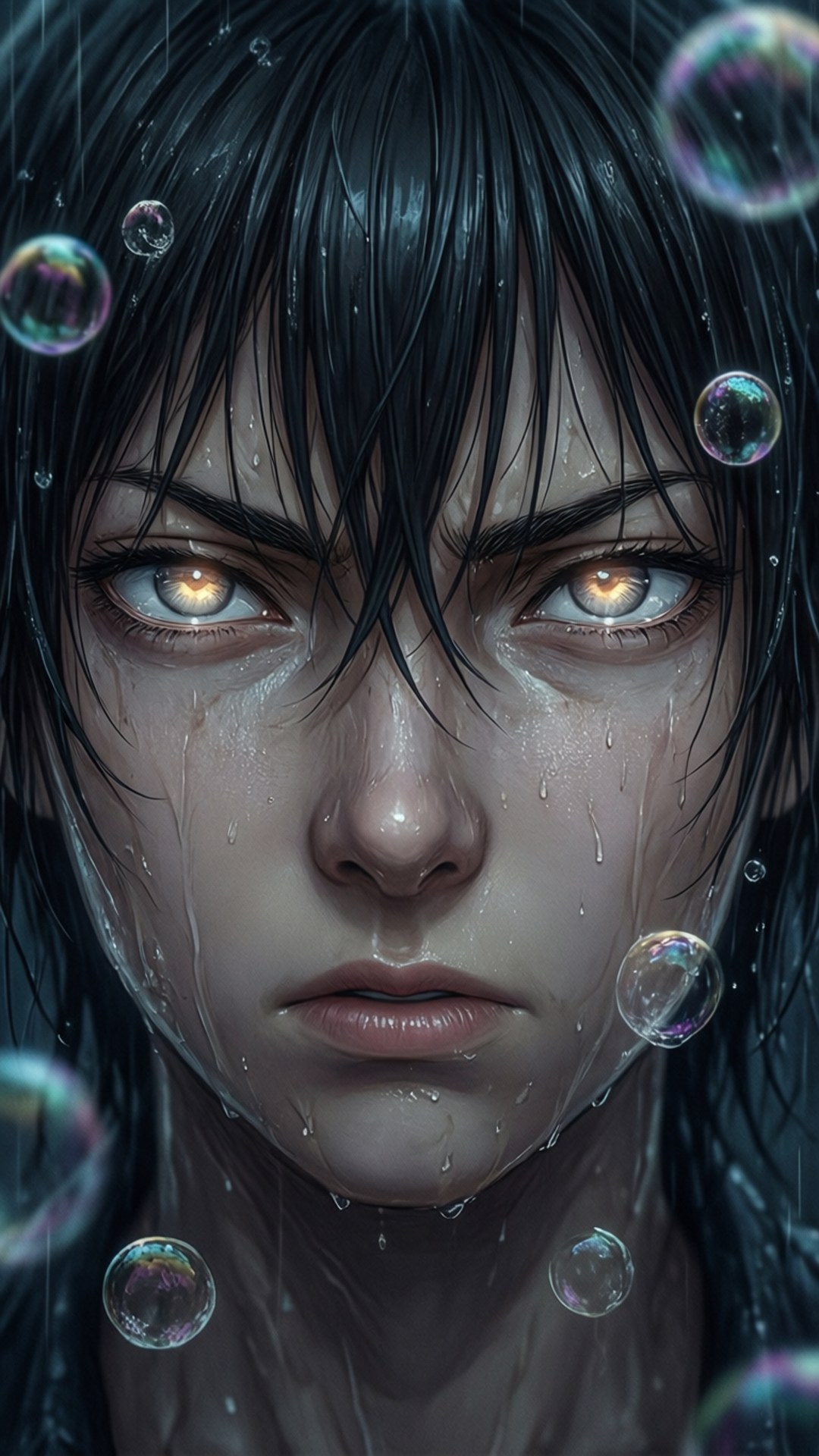 Soft And Wet, glowing eyes, bubbles, Full HD Phone Wallpaper