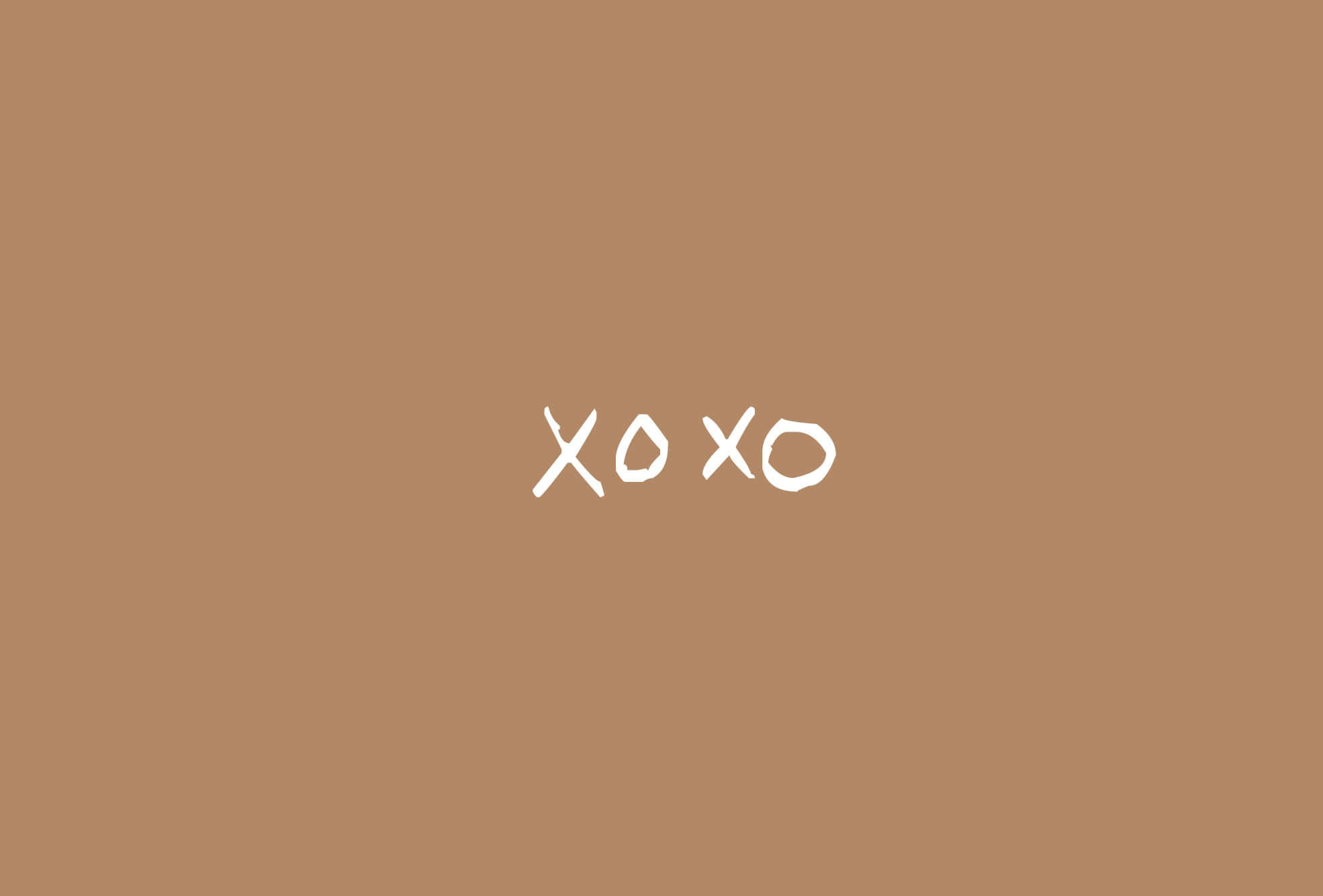 Soft Brown Aesthetic, brown background, white handwritten xoxo text, Full HD Desktop Wallpaper