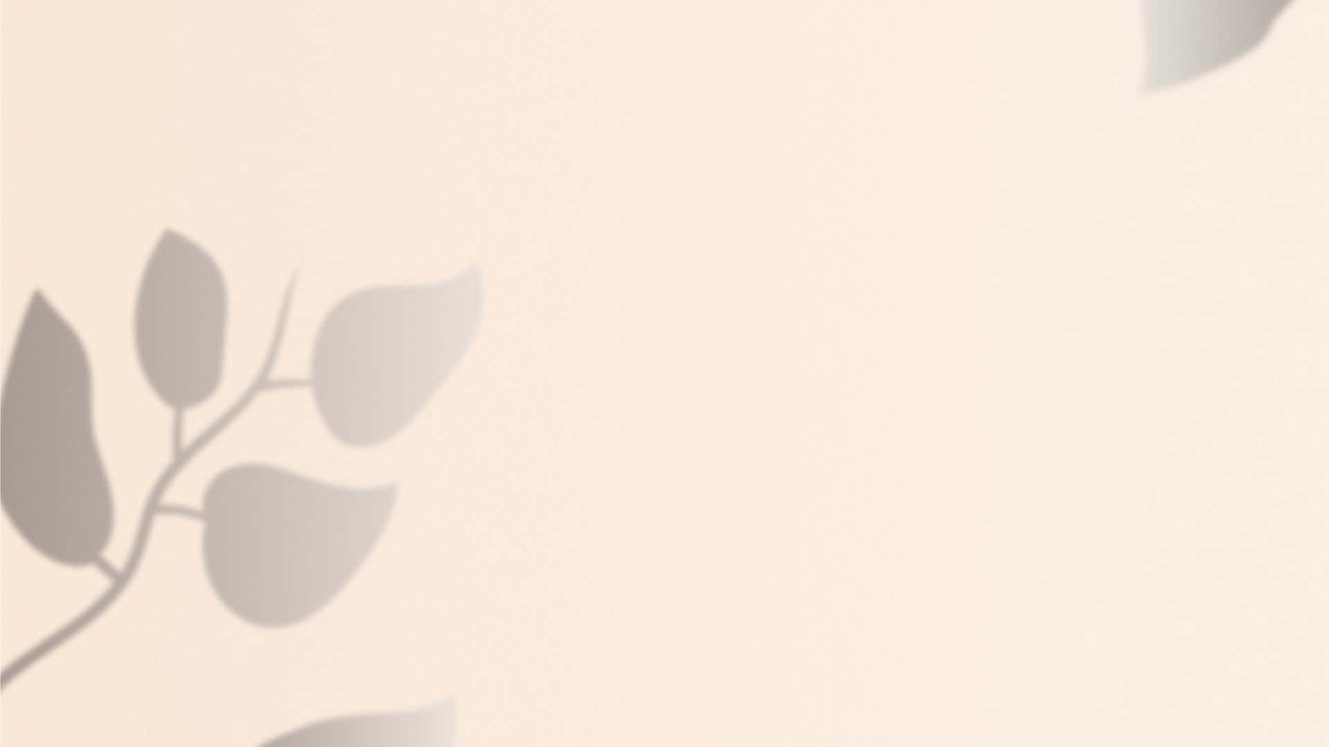 Soft Brown Aesthetic, beige background, gray leaf silhouettes, Full HD Desktop Wallpaper