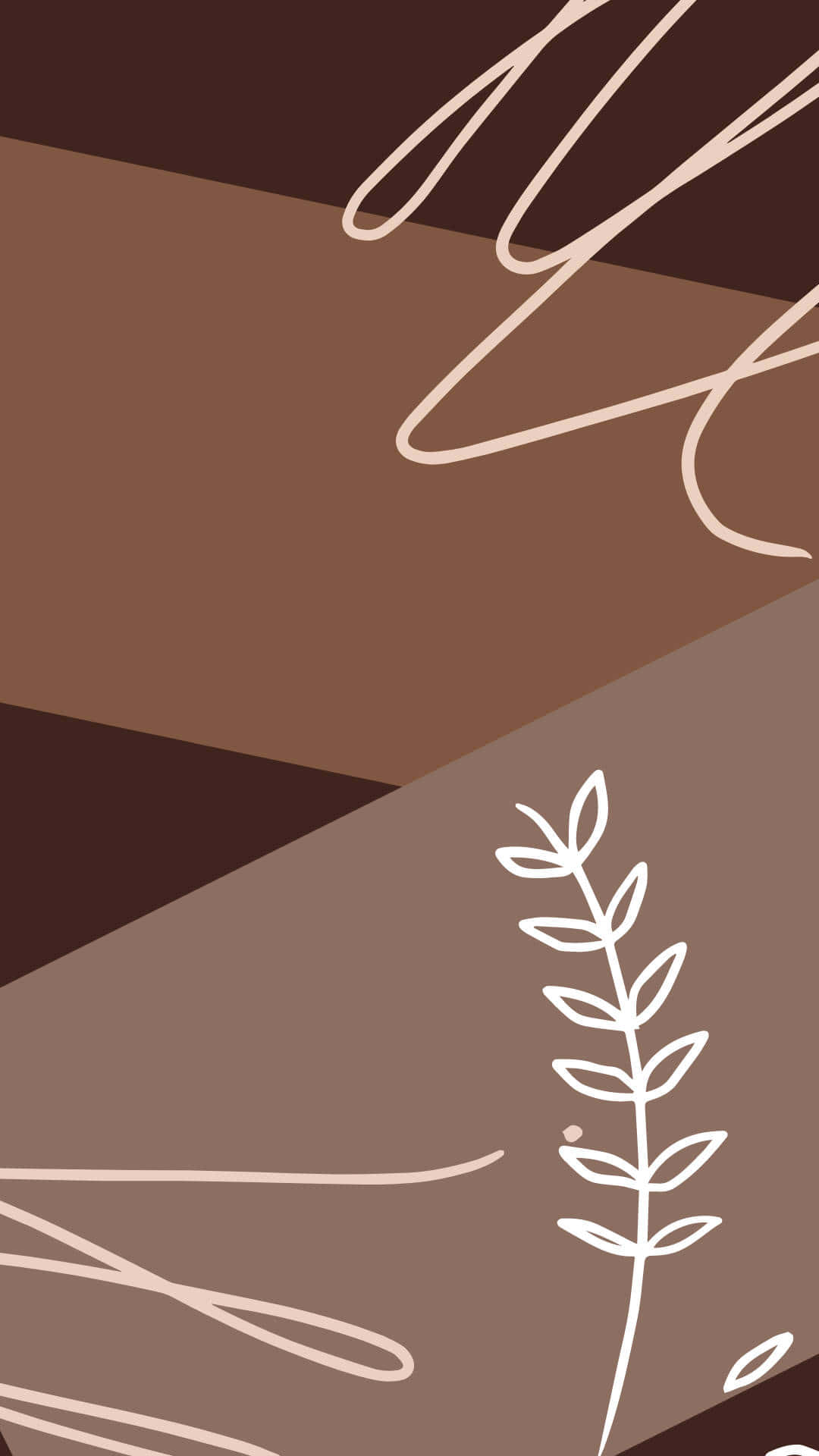 soft brown aesthetic, earthy brown tones, delicate white line art, Full HD Phone Wallpaper
