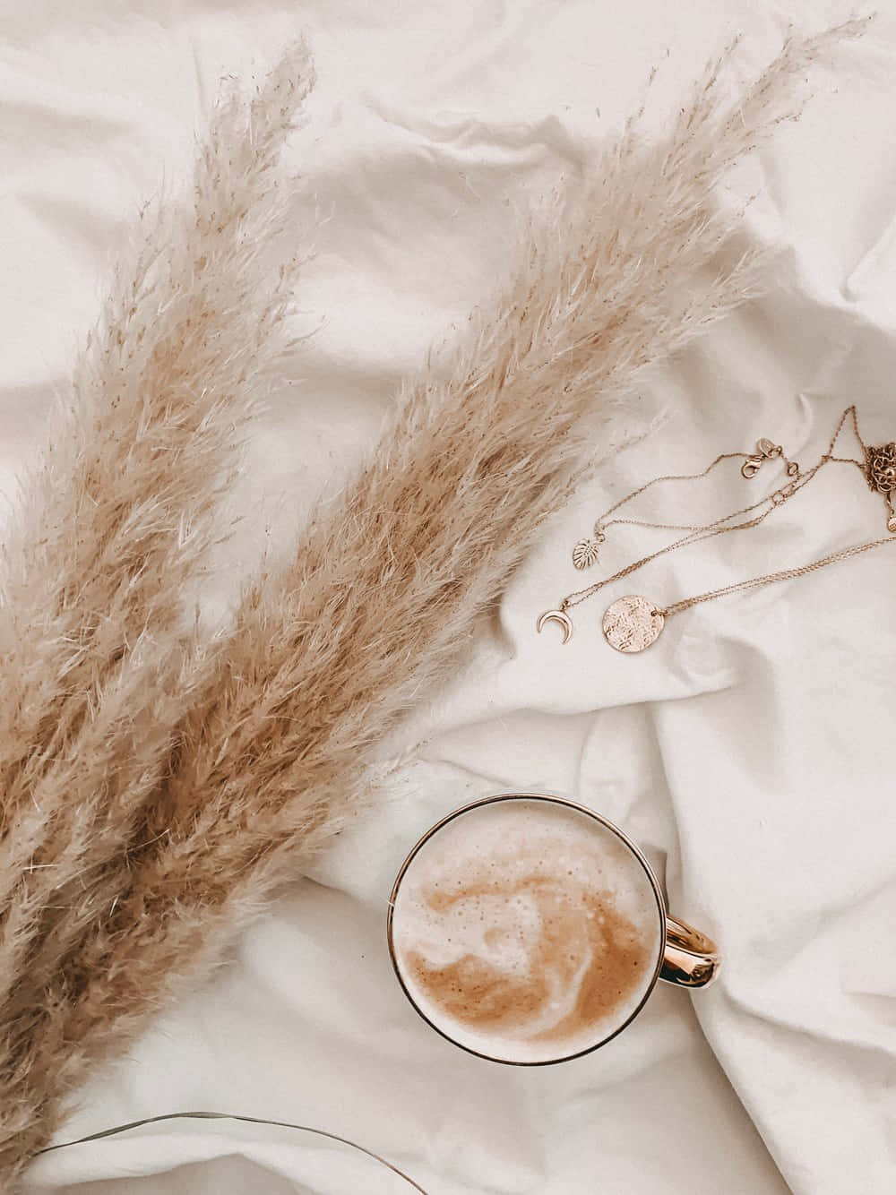 soft brown hues, pampas grass, gold jewelry, HD Phone Wallpaper