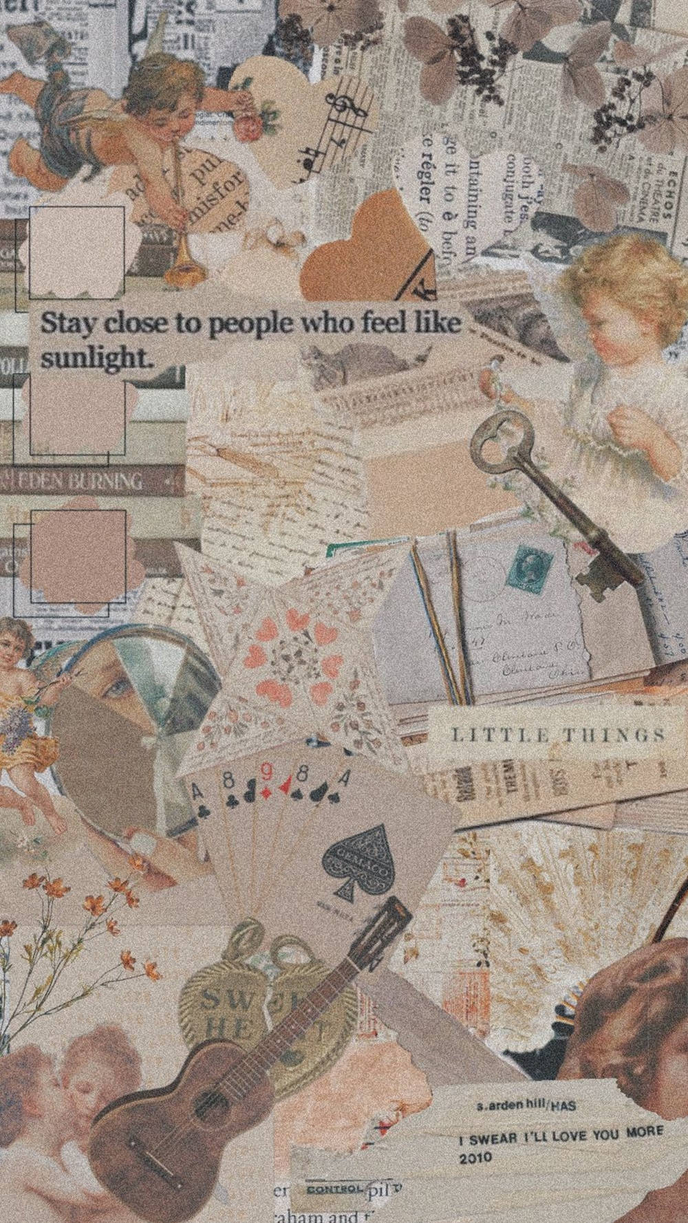 newspaper clippings, cherubs, playing cards, HD Phone Wallpaper