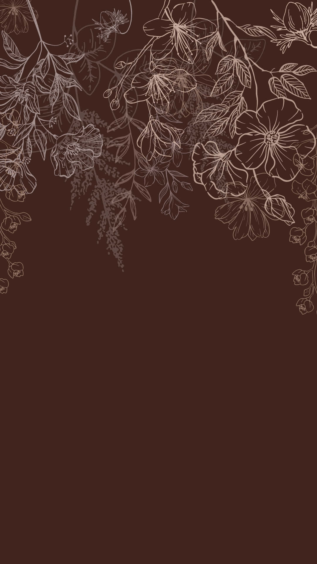 floral minimalist brown aesthetic, cream, rich brown, Full HD Phone Wallpaper