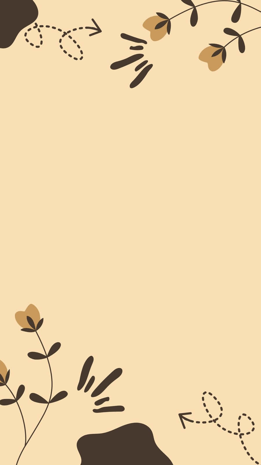 cute brown aesthetic, floral design, minimalist beige wallpaper, HD Phone Wallpaper