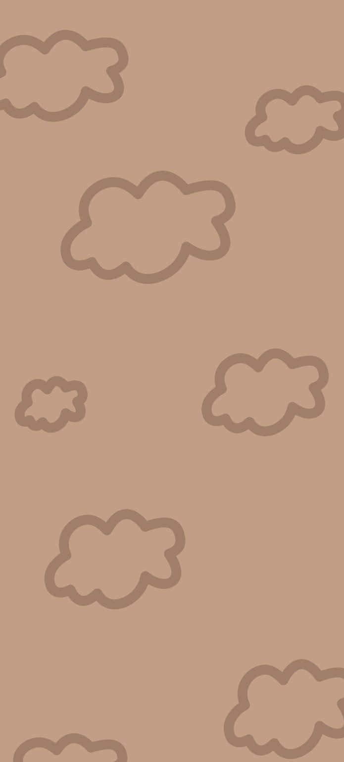 cute brown clouds aesthetic, muted brown tones, solid tan background, HD Phone Wallpaper