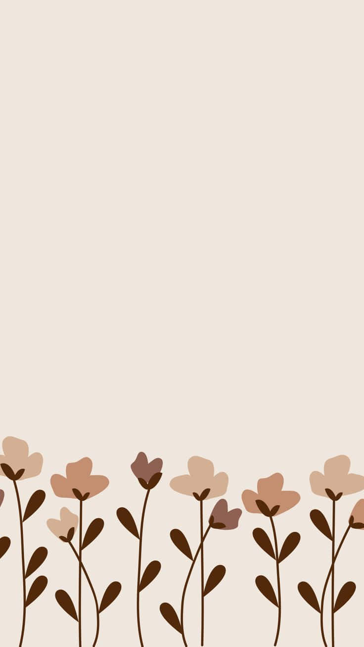 brown floral aesthetic, stylized brown and beige flowers, soft cream background, HD Phone Wallpaper